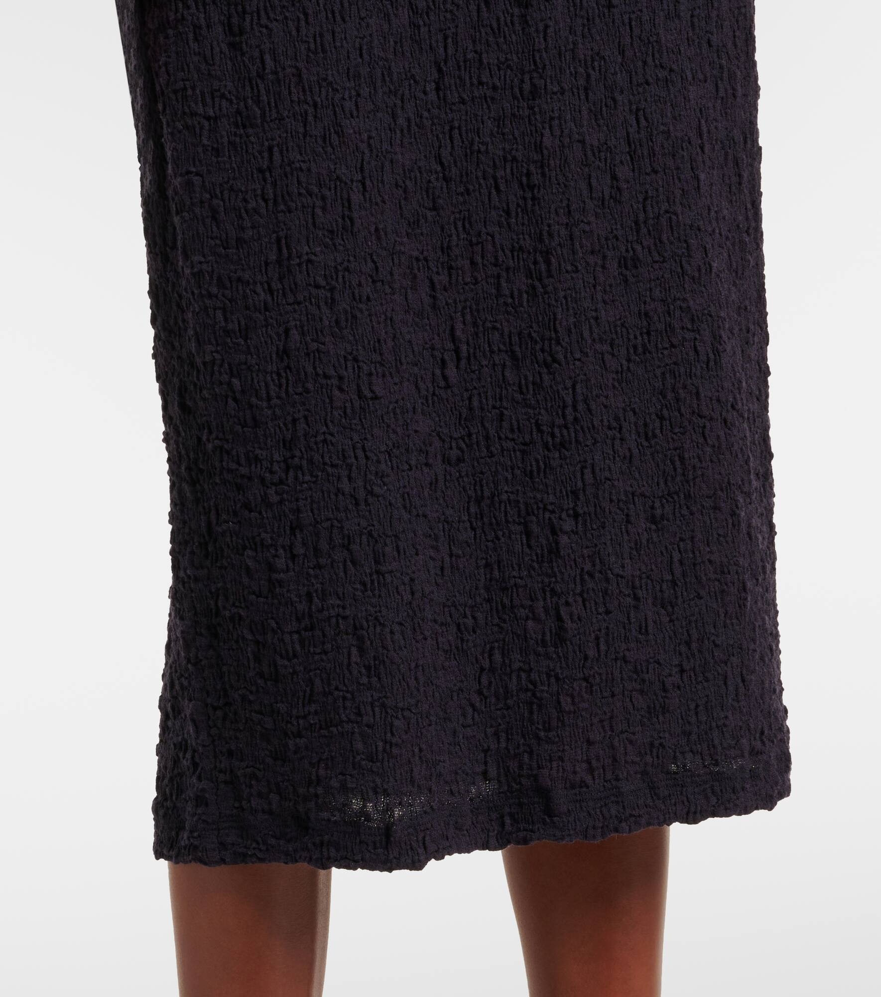 Smocked cotton-blend midi skirt - 5