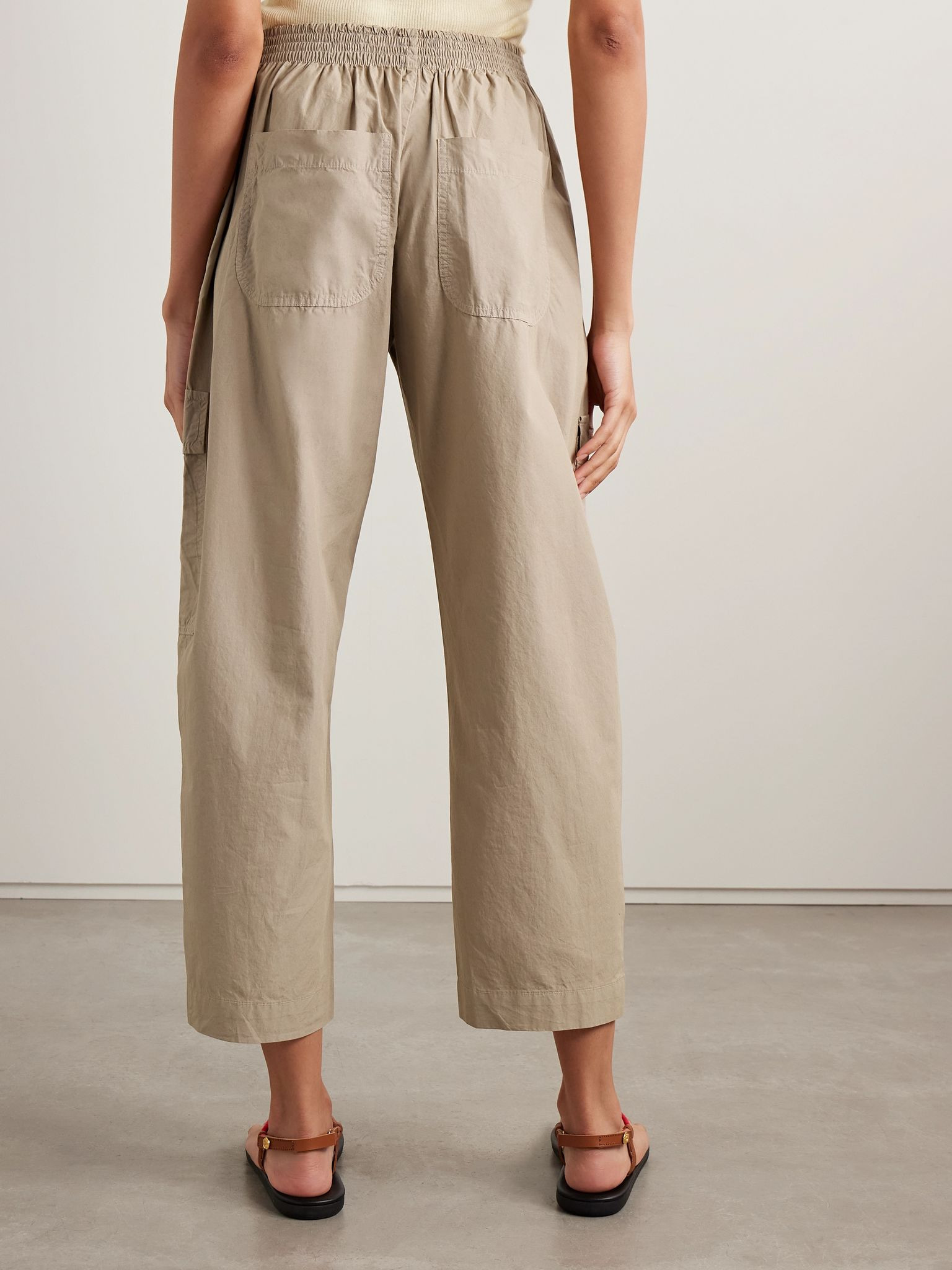 Kyoto cotton-poplin barrel-leg pants Beige - 4
