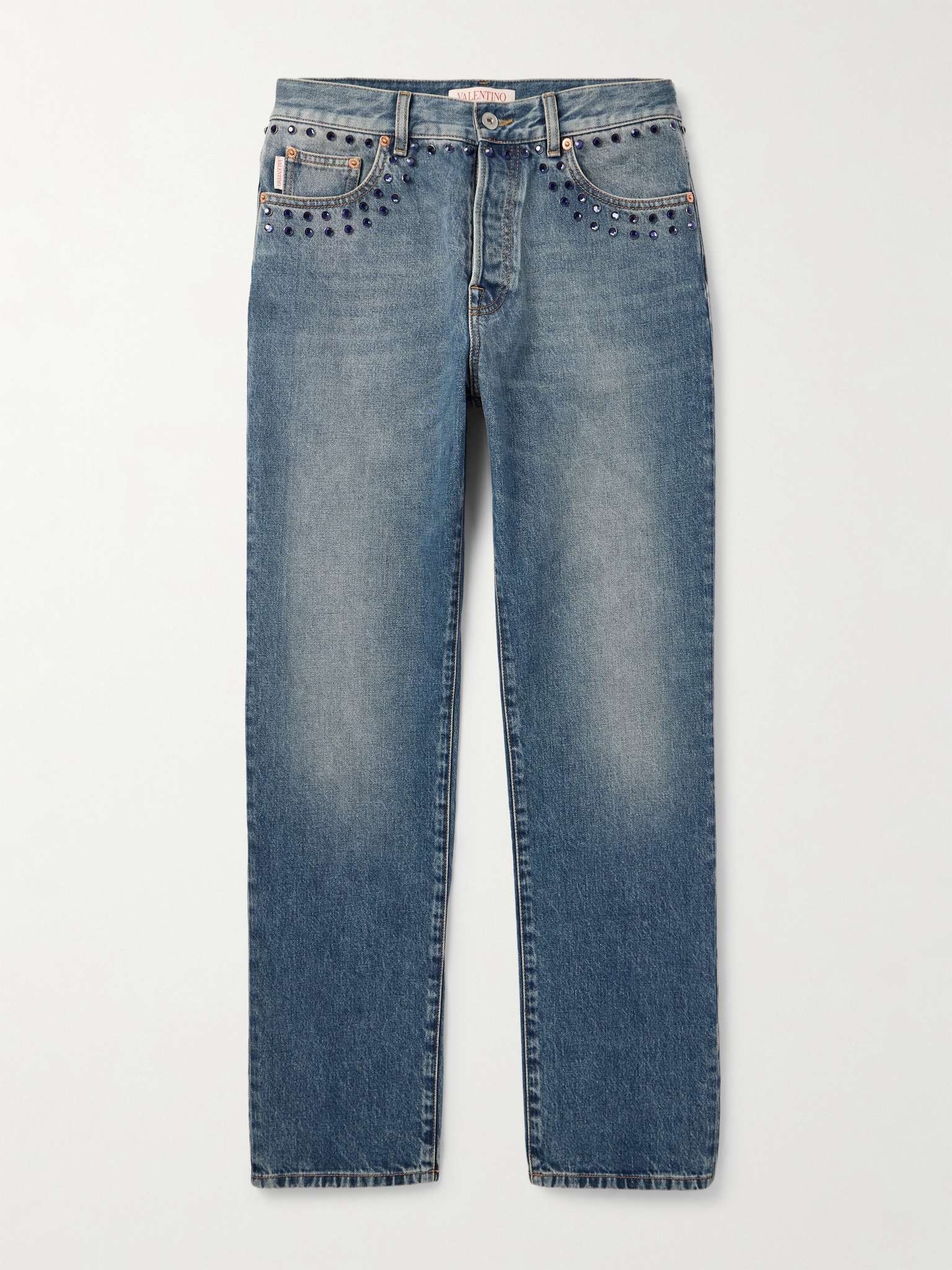 Straight-Leg Crystal-Embellished Jeans - 1