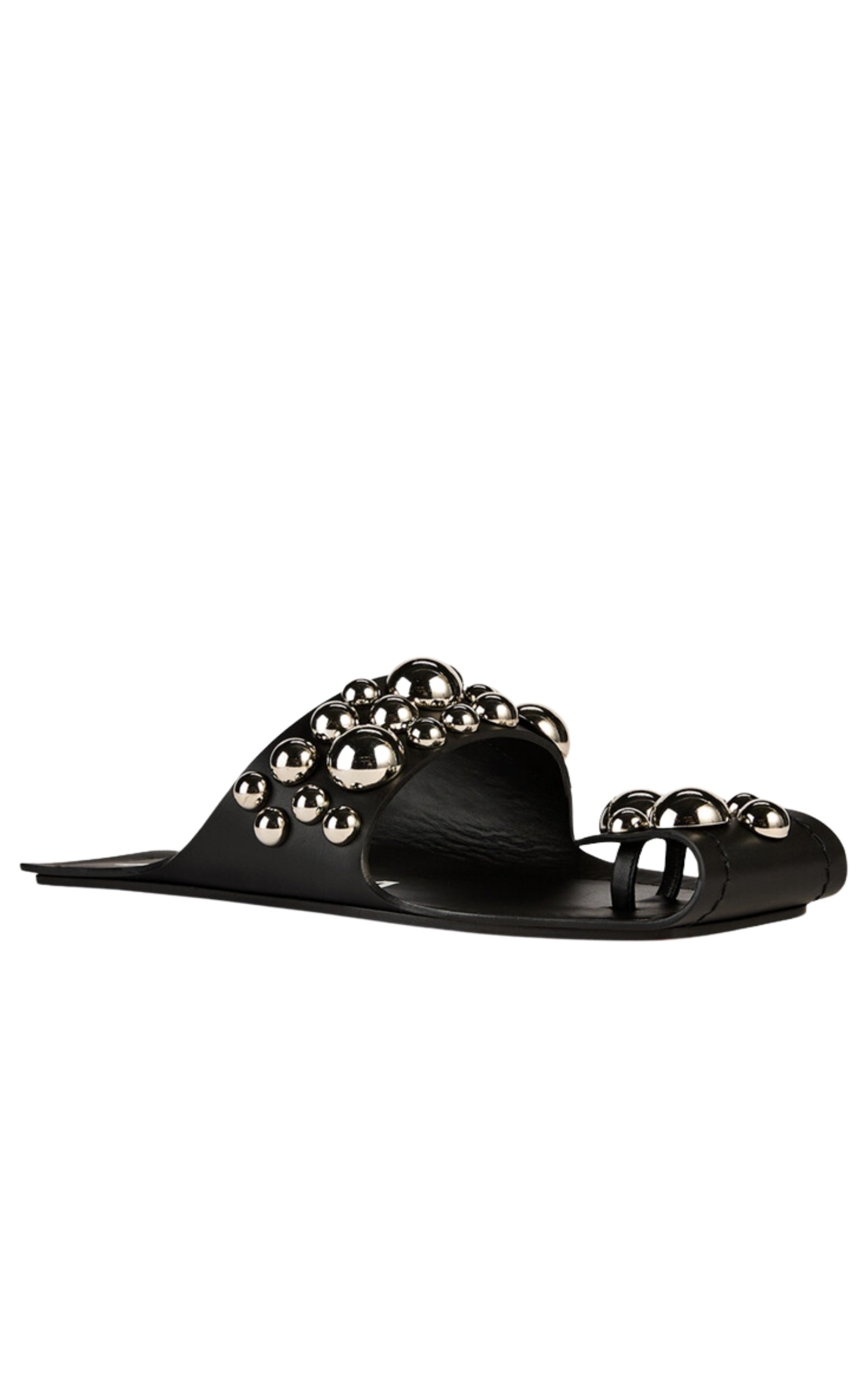 Folded Embellished Leather Sandals - 2