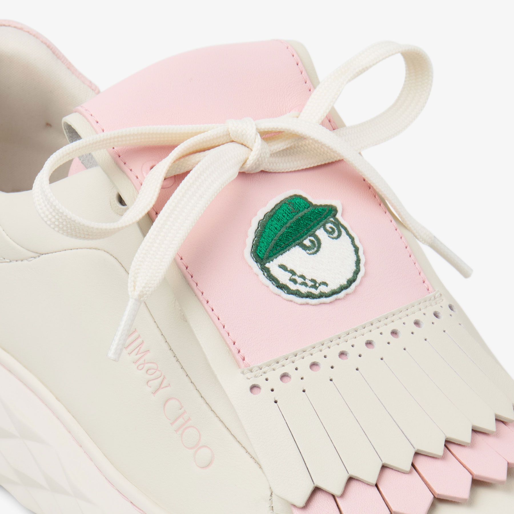 Jimmy Choo / Malbon 2.0 Diamond F 
Women's Latte Leather and Malbon Pink Trainers with Detachable Ki - 4