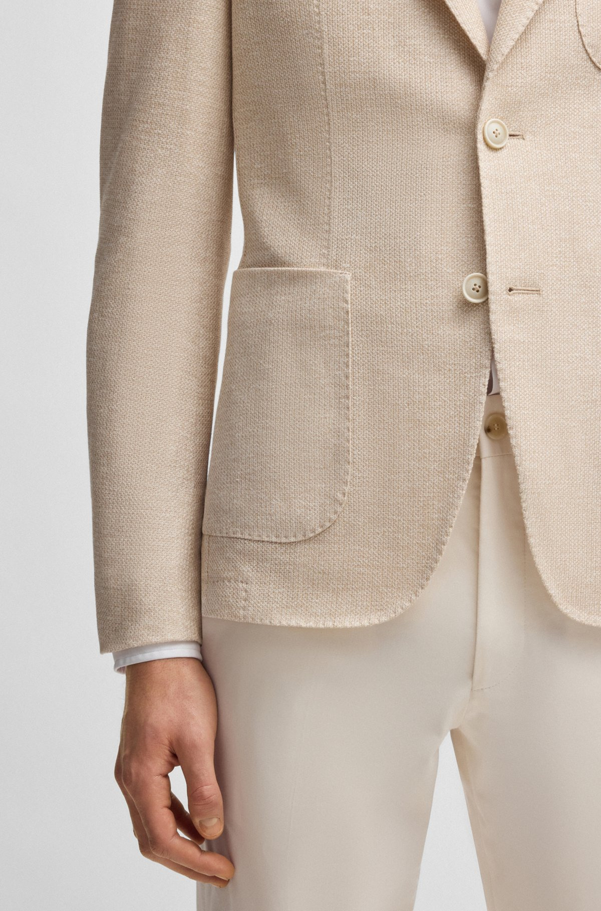 SLIM-FIT BLAZER IN PATTERNED LINEN AND COTTON - 6