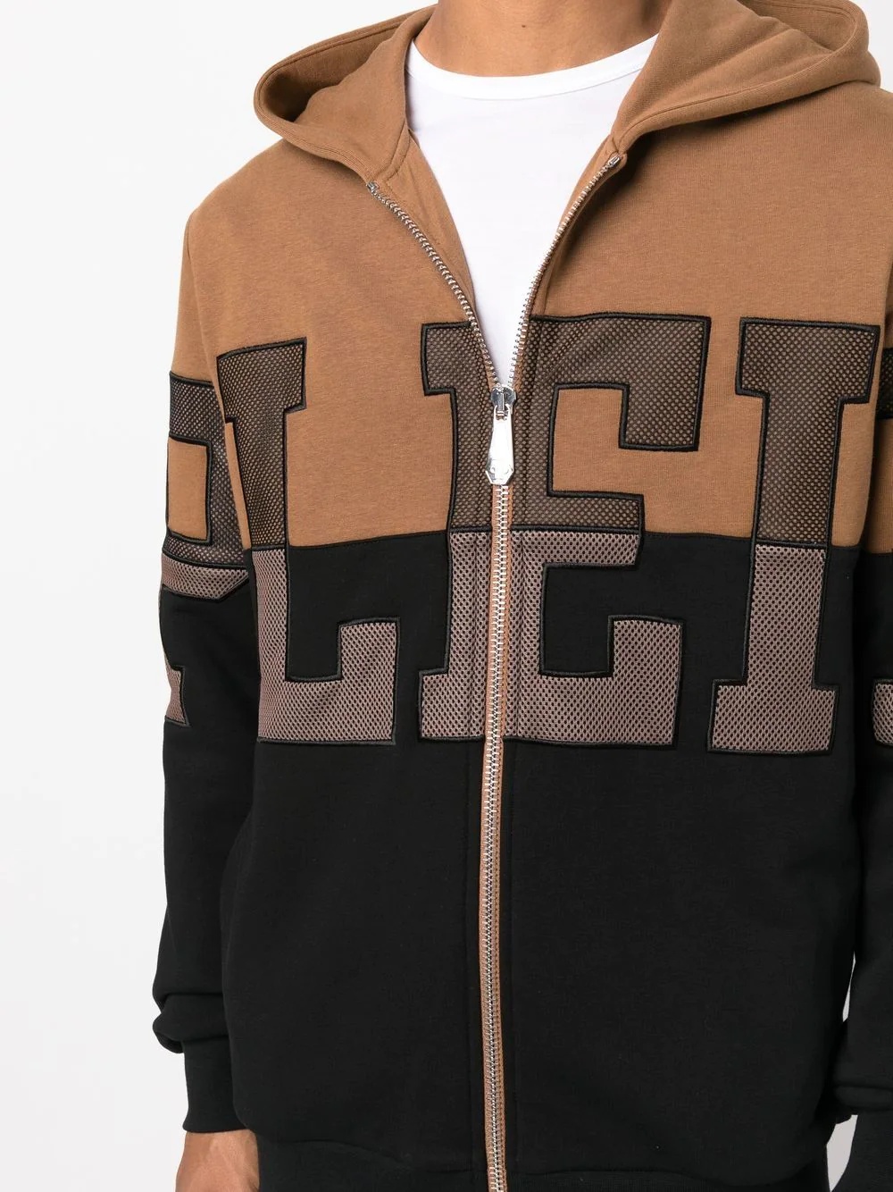 embroidered-logo detail hooded jacket - 5