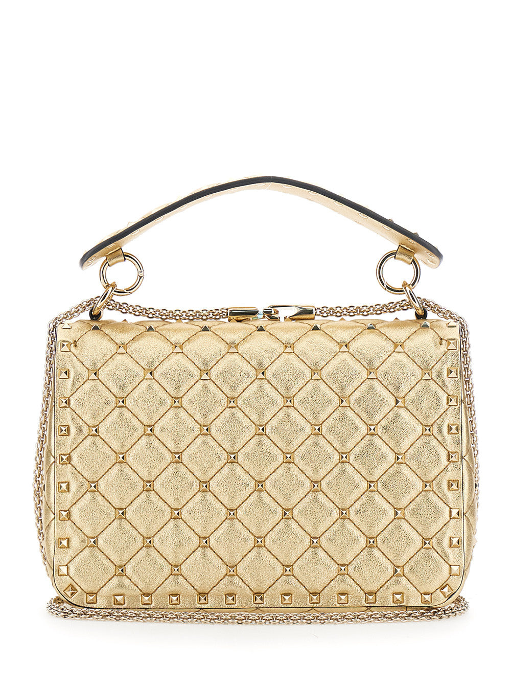 Valentino Garavani Women 'Rockstud Spike' Metallic Medium Crossbody Bag With Chain-Link Shoulder Str - 4