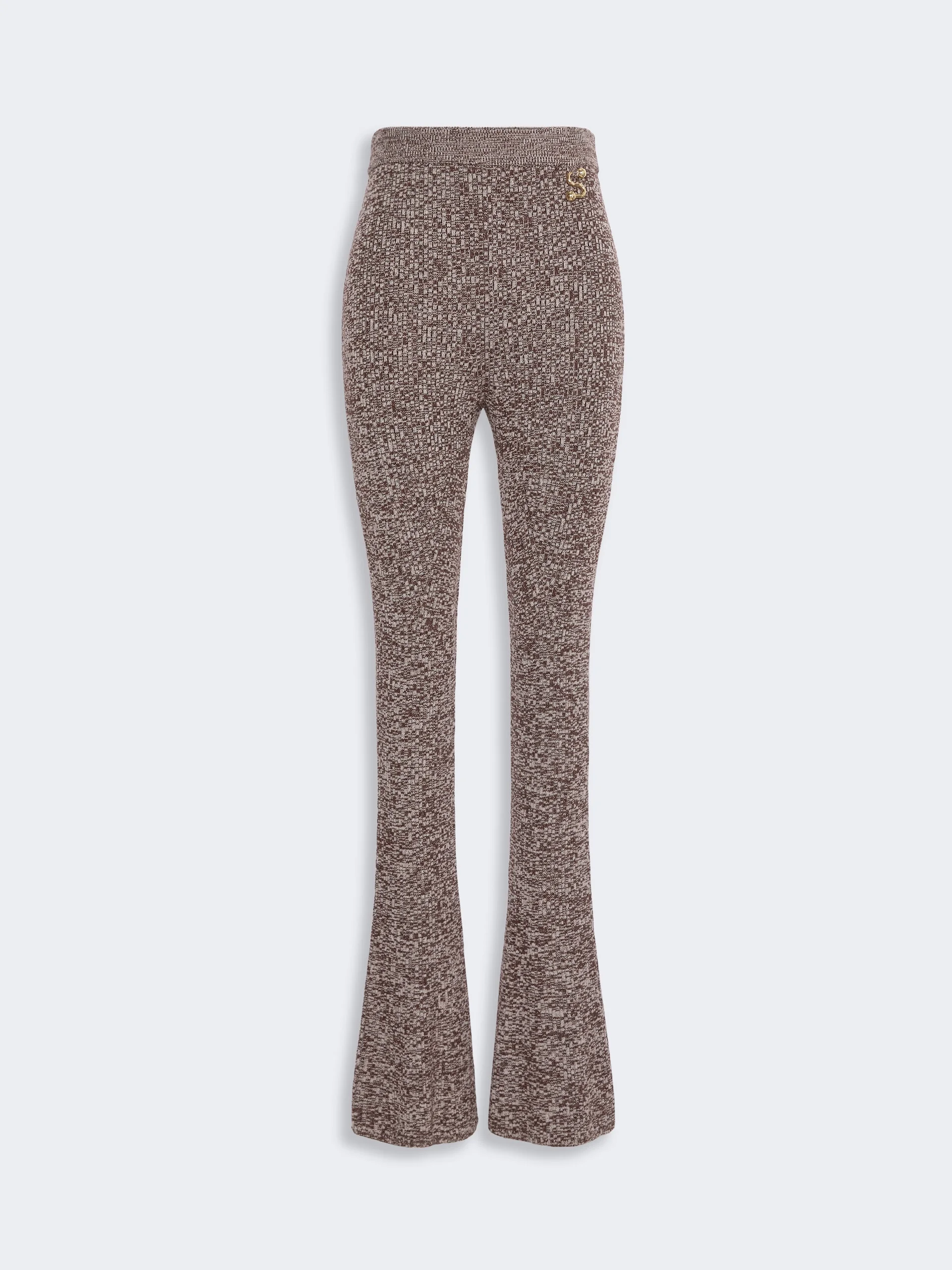 VELO Wool-blend slim flared trousers - CHOCOLATE - 1