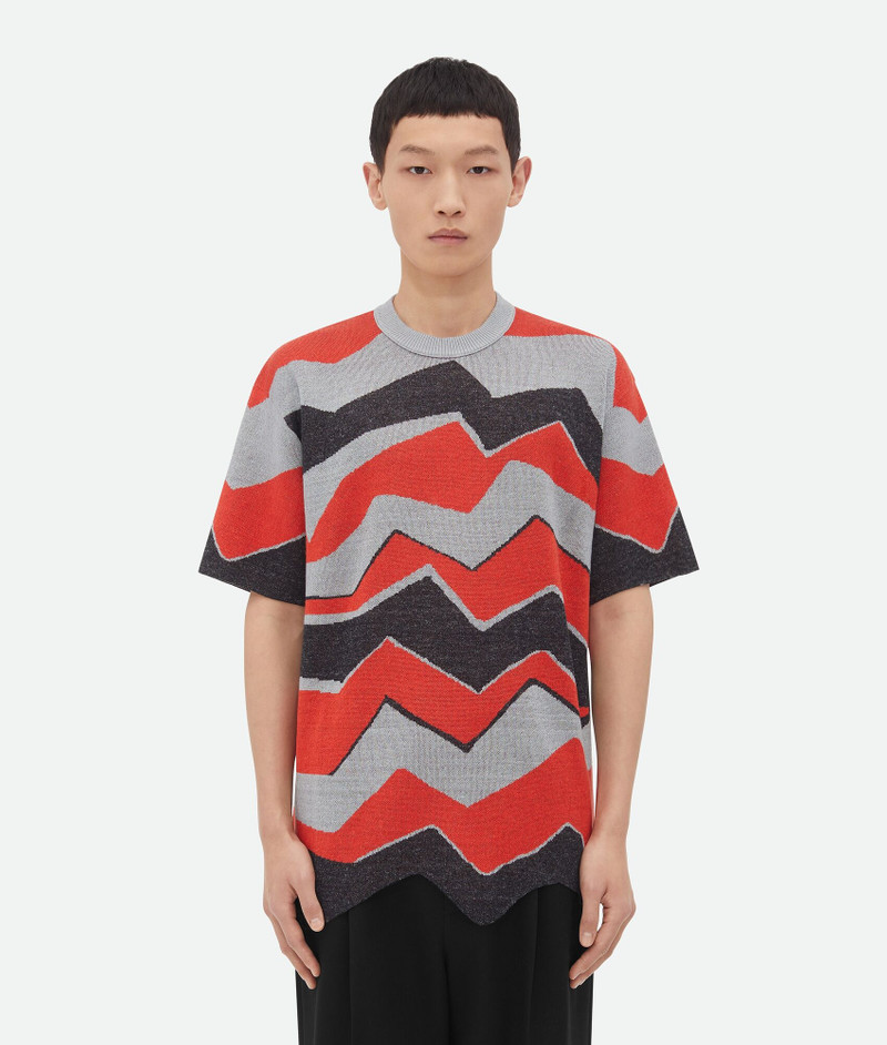 Zig-Zag Jacquard Knitted T-Shirt 1