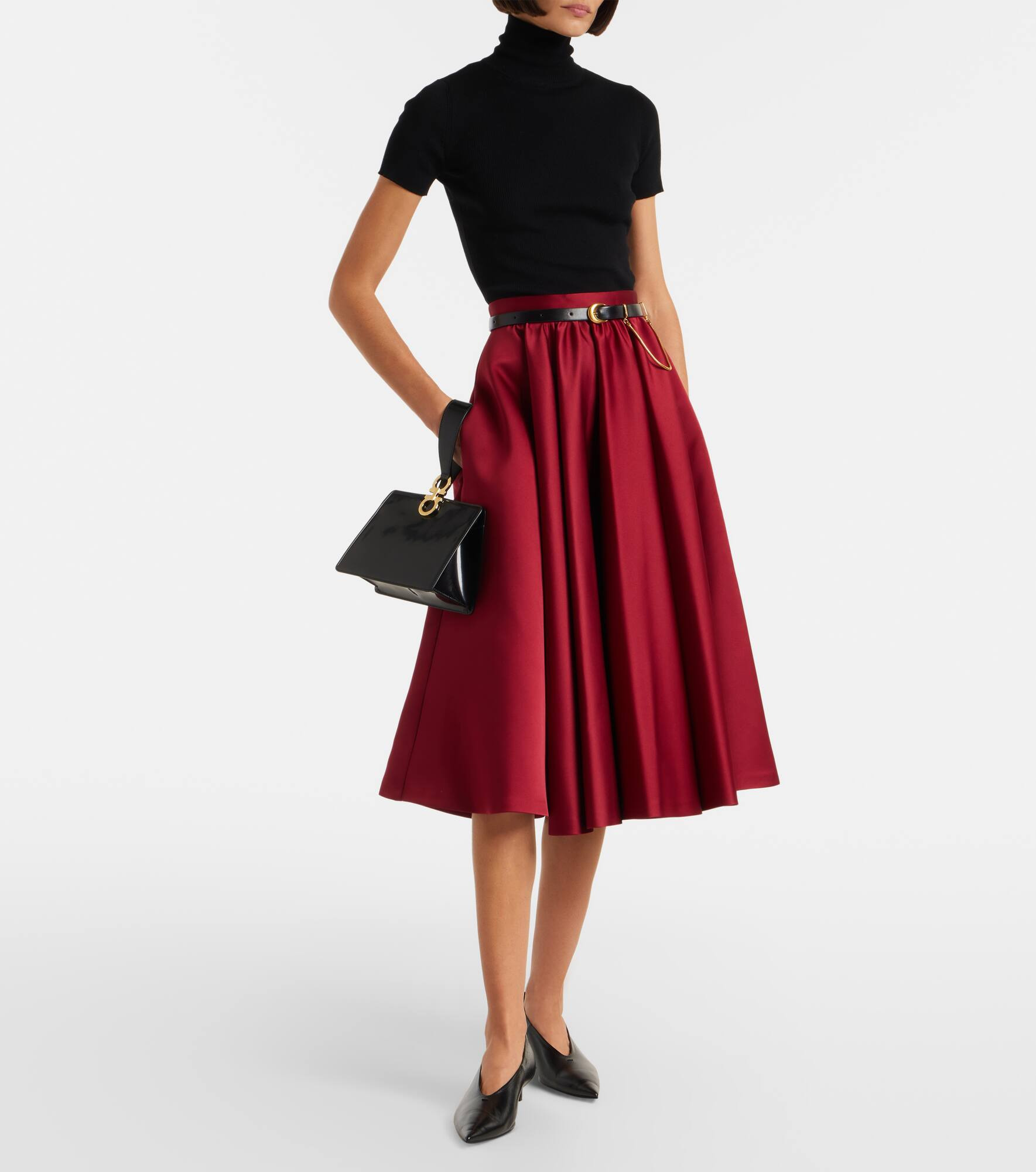 Farneto duchess satin midi skirt - 2