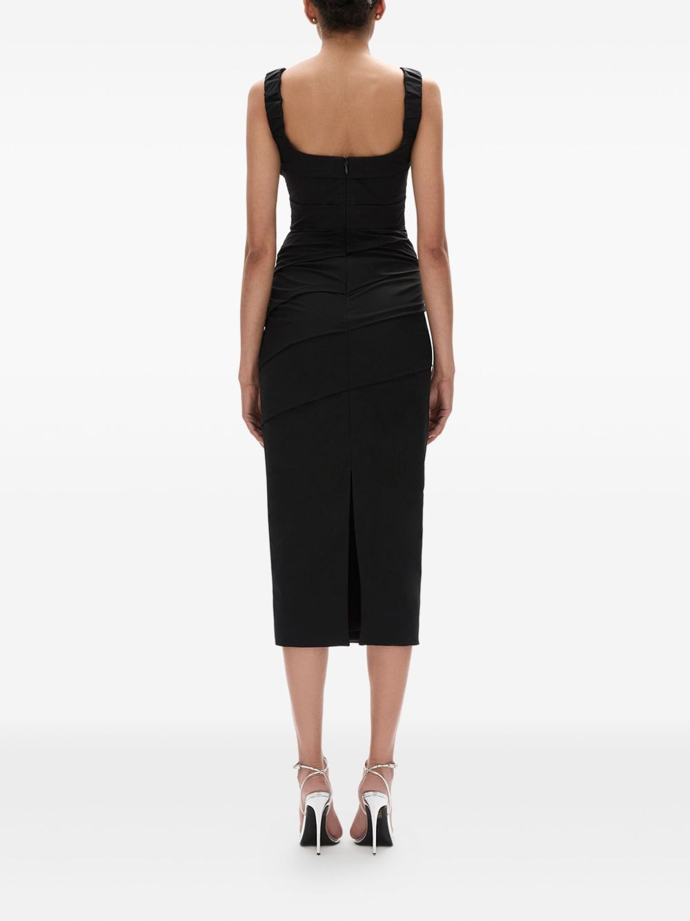 square-neck draped midi dress - 5