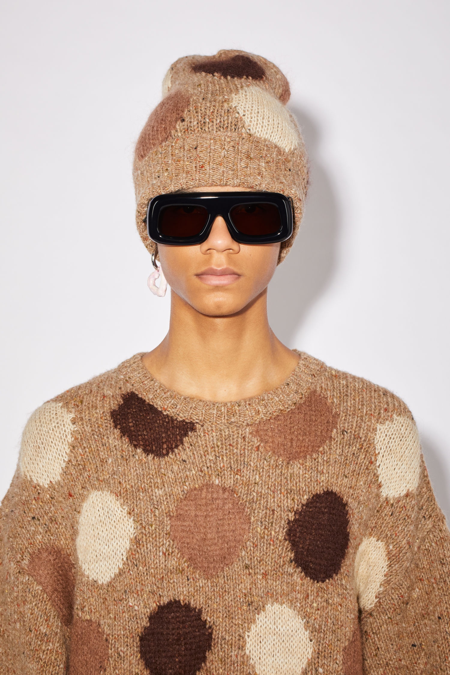 Wool dot beanie hat - Brown/multi - 2