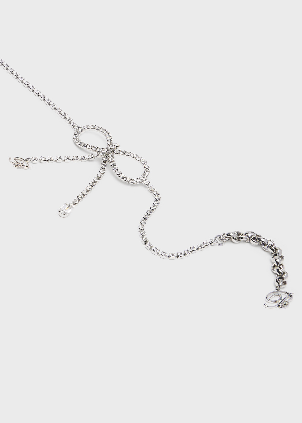 RHINESTONE CHOKER WITH BOW AND B MONOGRAM - 3
