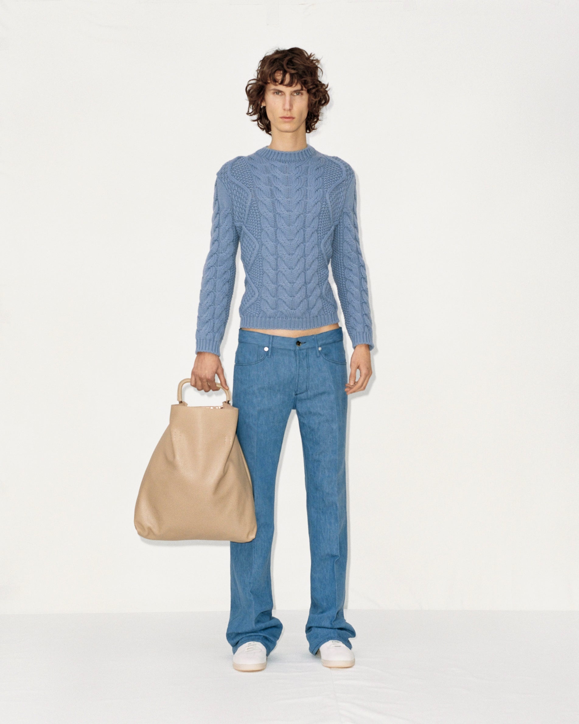 Geoffrey Knit Sweater in Light Blue Denim Cashmere - 2