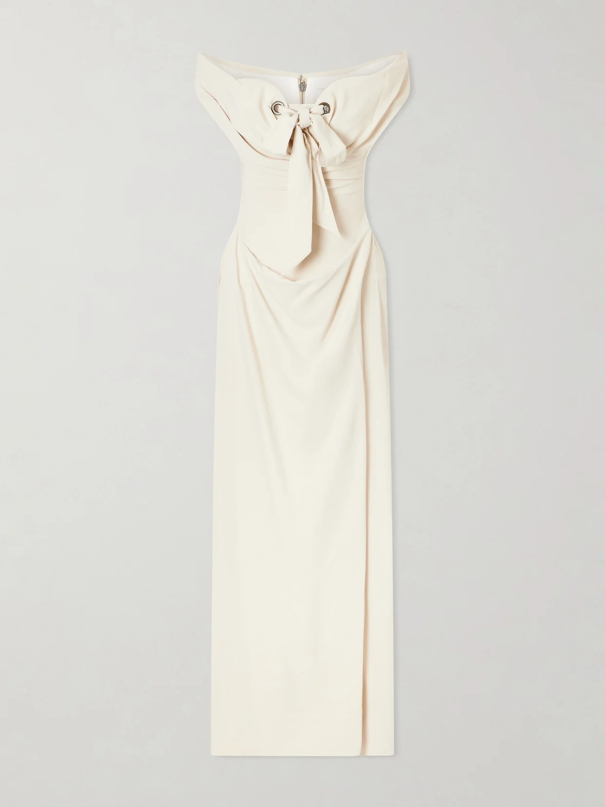 Iwona Off-the-shoulder Bow-detailed Draped Cady Gown - 1