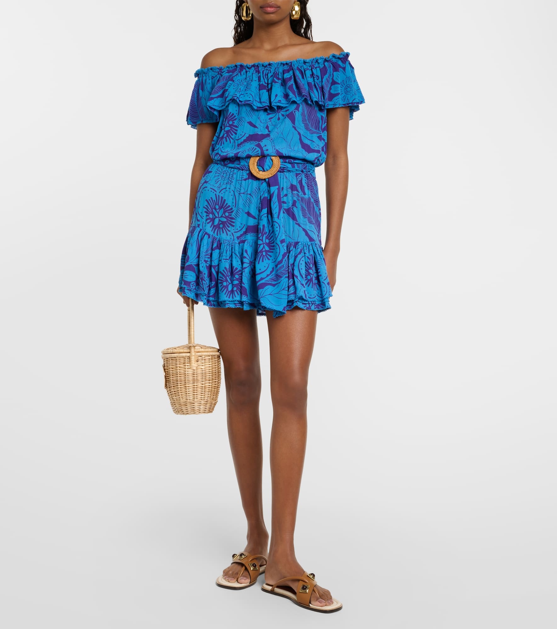 Bella printed off-shoulder minidress - 2