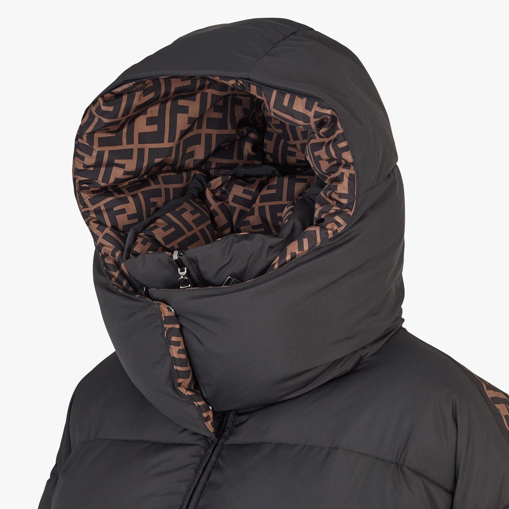 Black nylon down jacket - 3