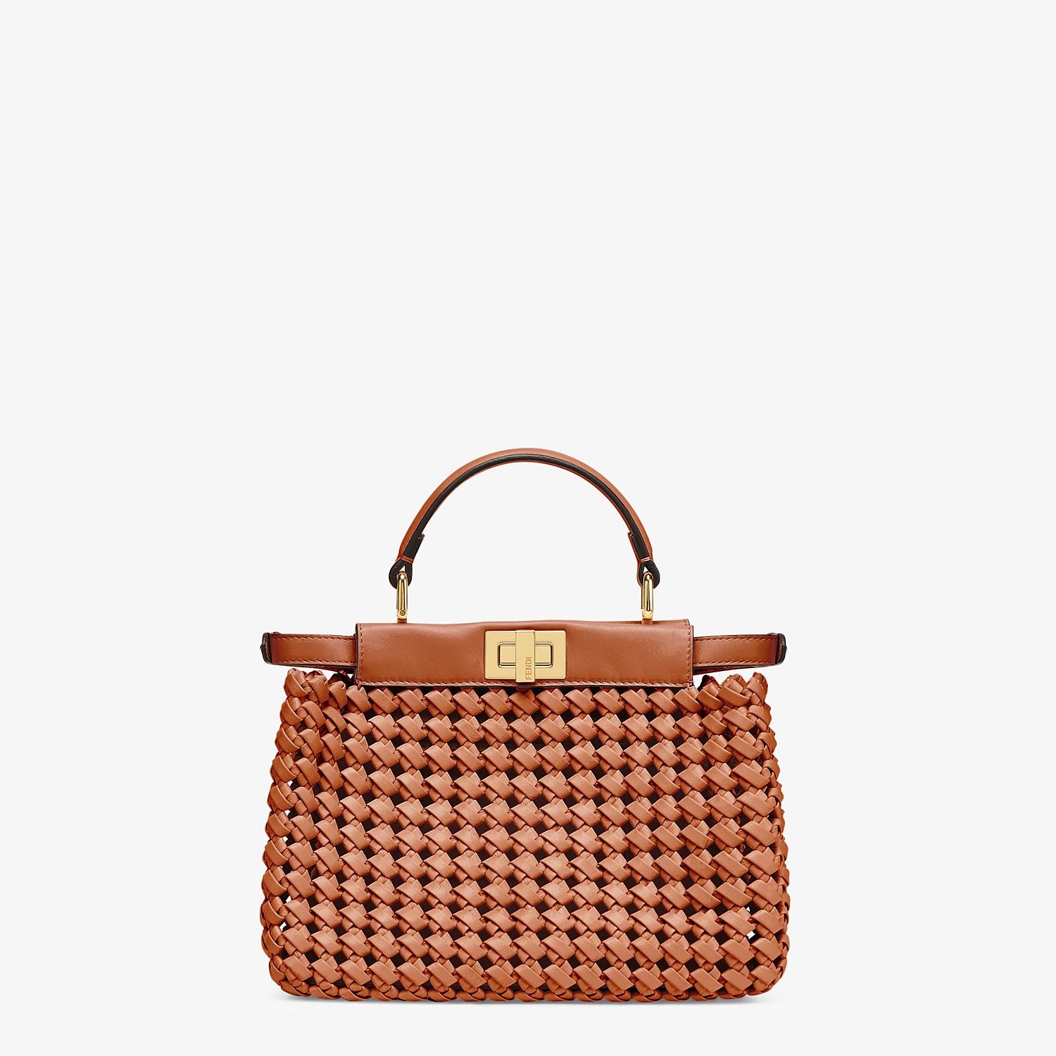 Brown leather interlace bag - 4