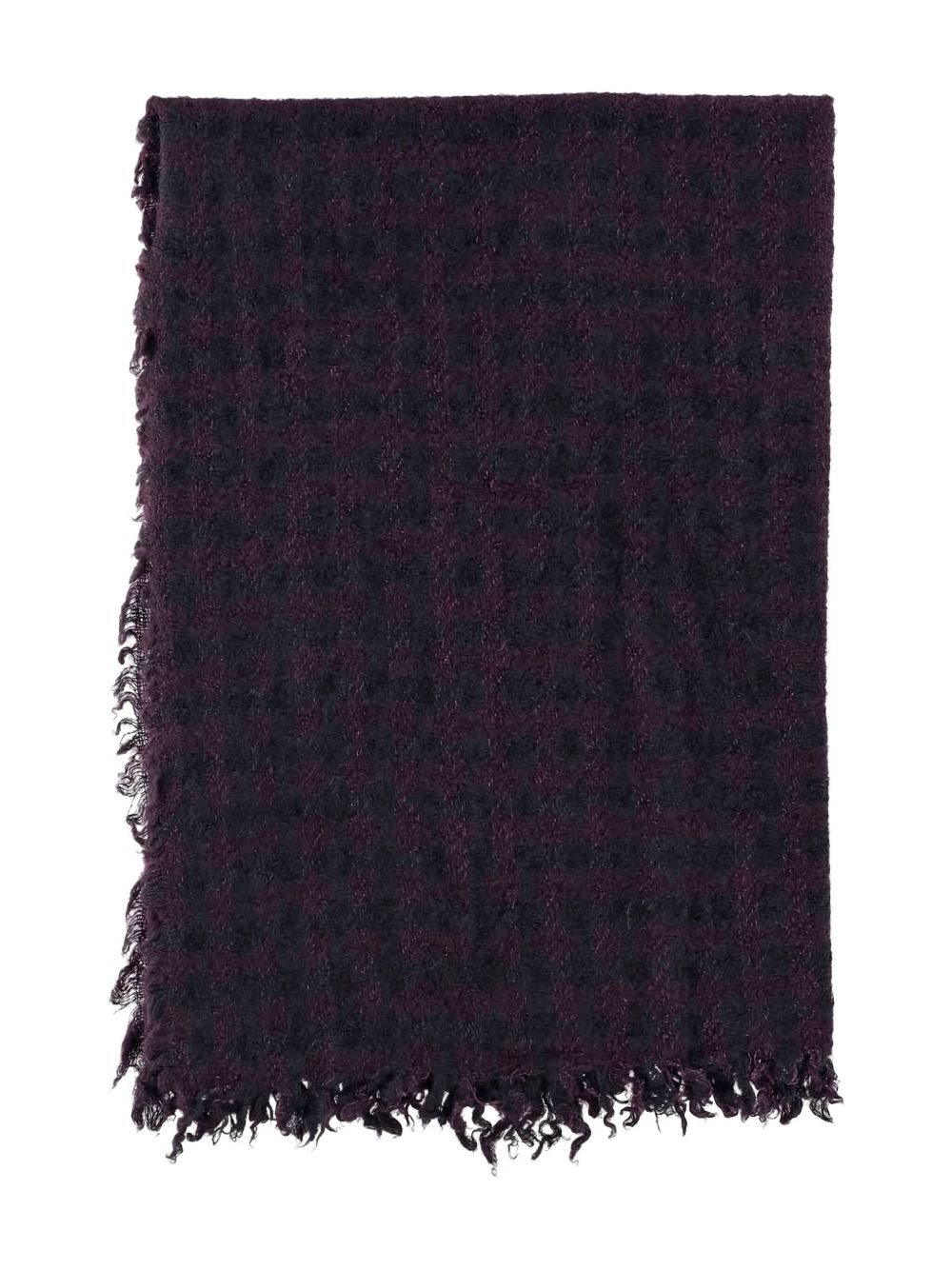 checked-pattern frayed-edges scarf - 1