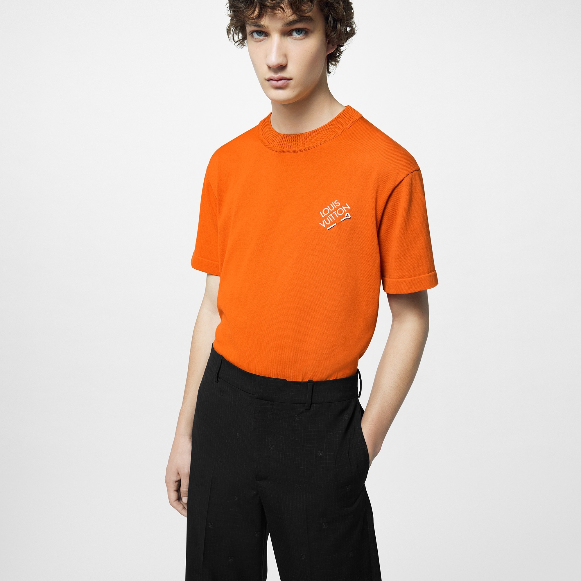 Embroidered Signature Short-Sleeved Cotton Crewneck - 5