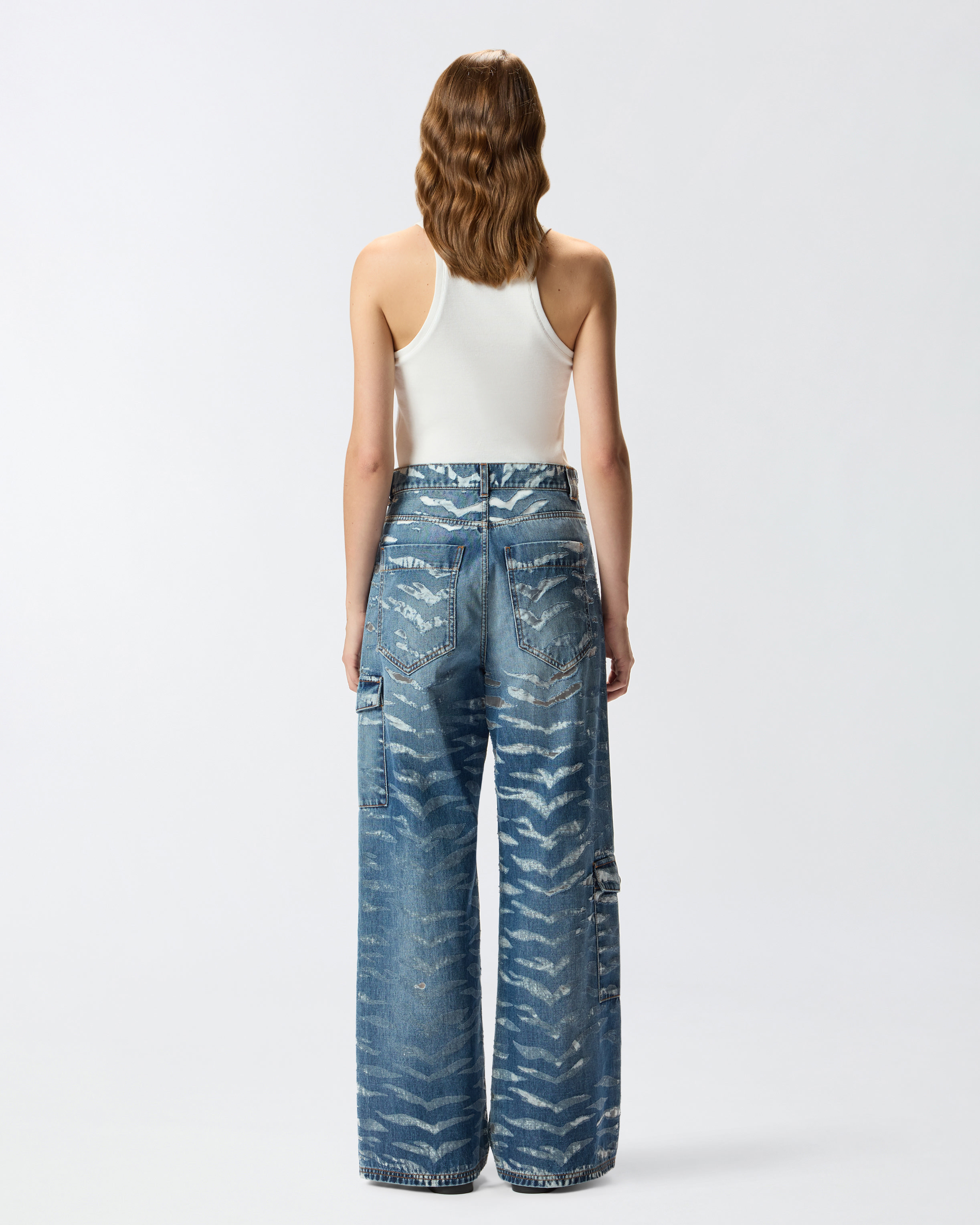 WIDE-LEG ZEBRA-PRINT JEANS - 4