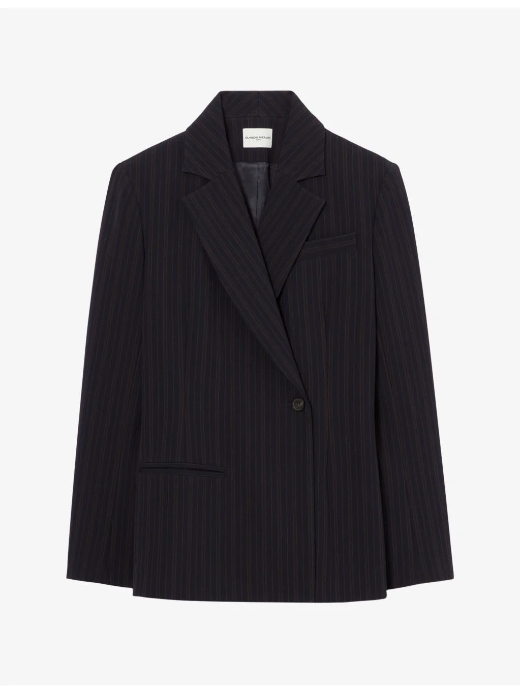 Striped Tailored-Collar Stretch-Woven Jacket - 1