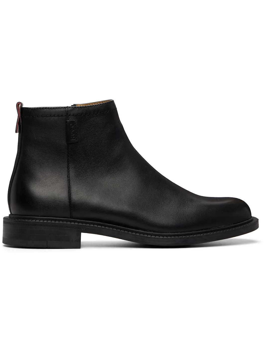 Black Leather Logo Trim Boots - 1