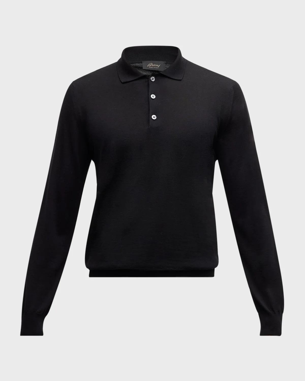 Men's Cashmere-Silk Long-Sleeve Polo Sweater - 1