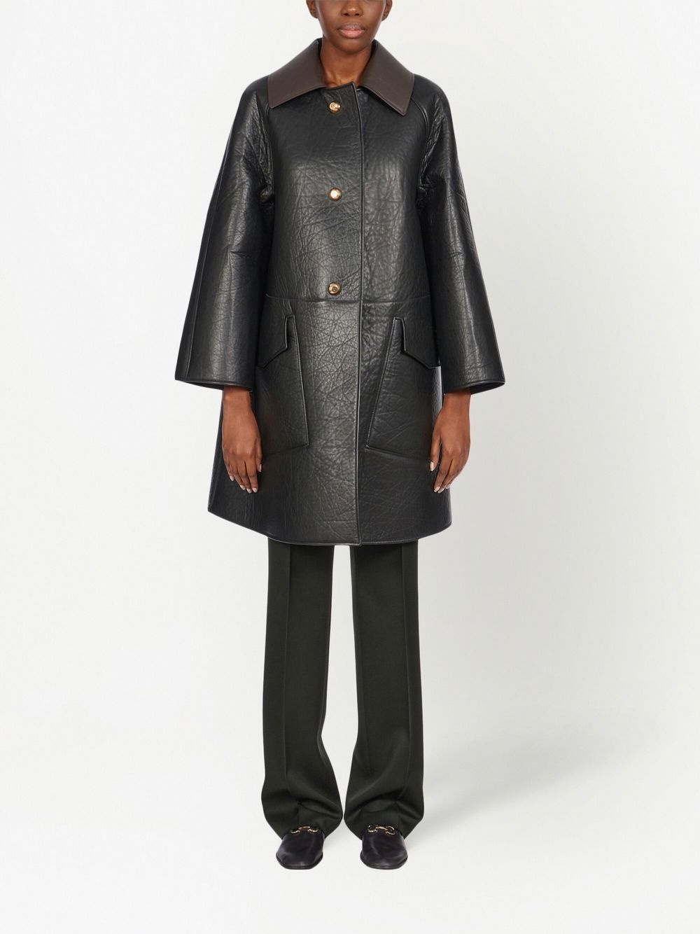 textured nappa-leather coat - 2