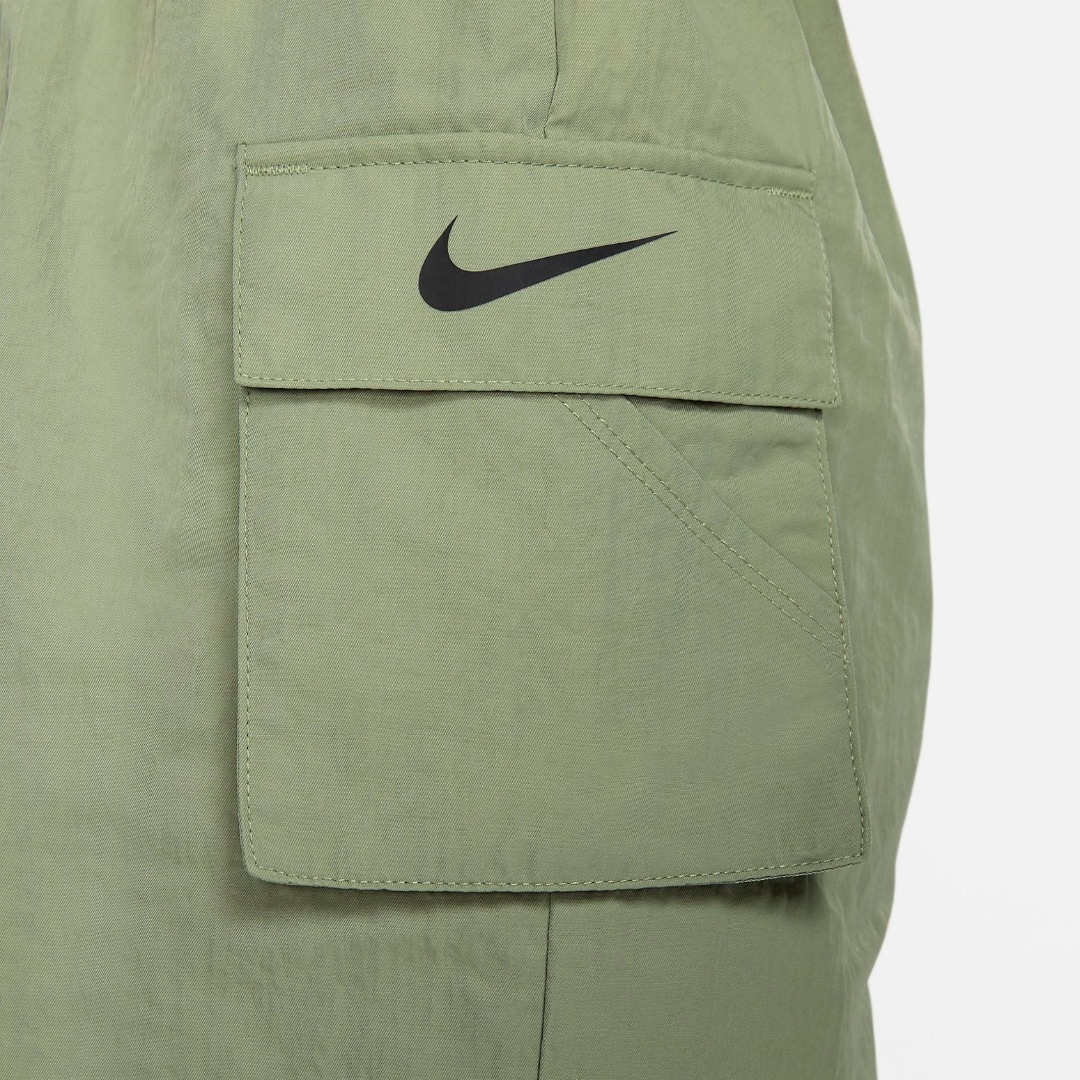 (WMNS) Nike Sportswear Essential Woven High-Rise Shorts 'Oil Green' DM6248-386 - 3