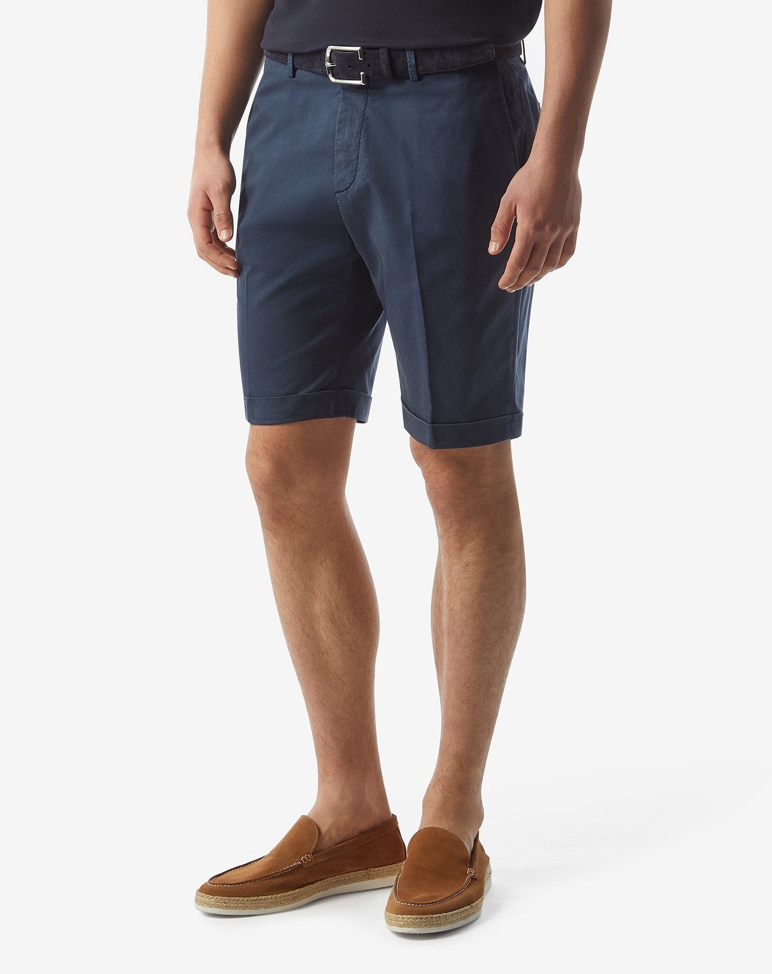 Blue stretch lyocell cotton Bermuda shorts - 3