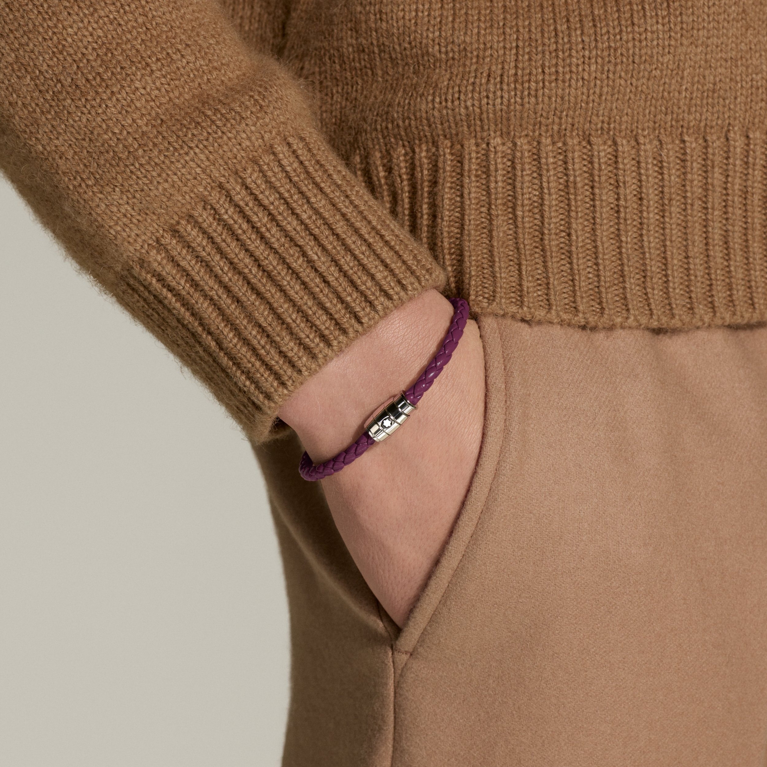 Bracelet Steel 3 Rings Meisterstück Collection in Cassis Leather 2
