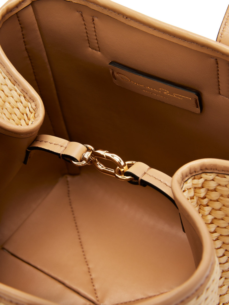 SMALL RAFFIA FLORAL APPLIQUE SQUARE TOTE 5