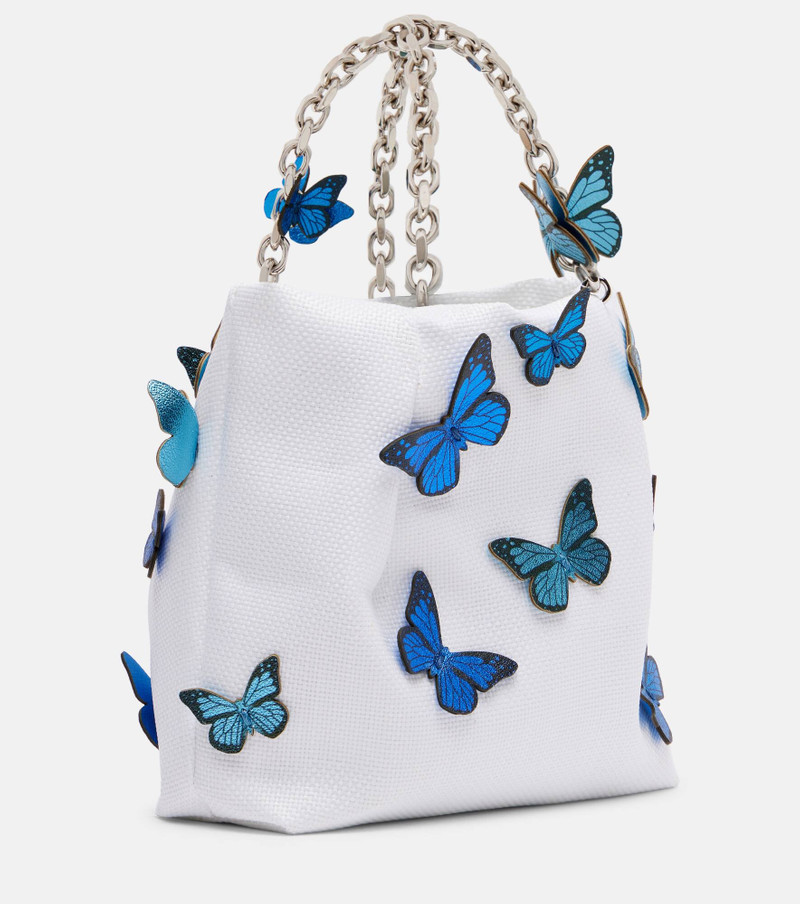 Papillon Mini appliqué raffia tote bag 4