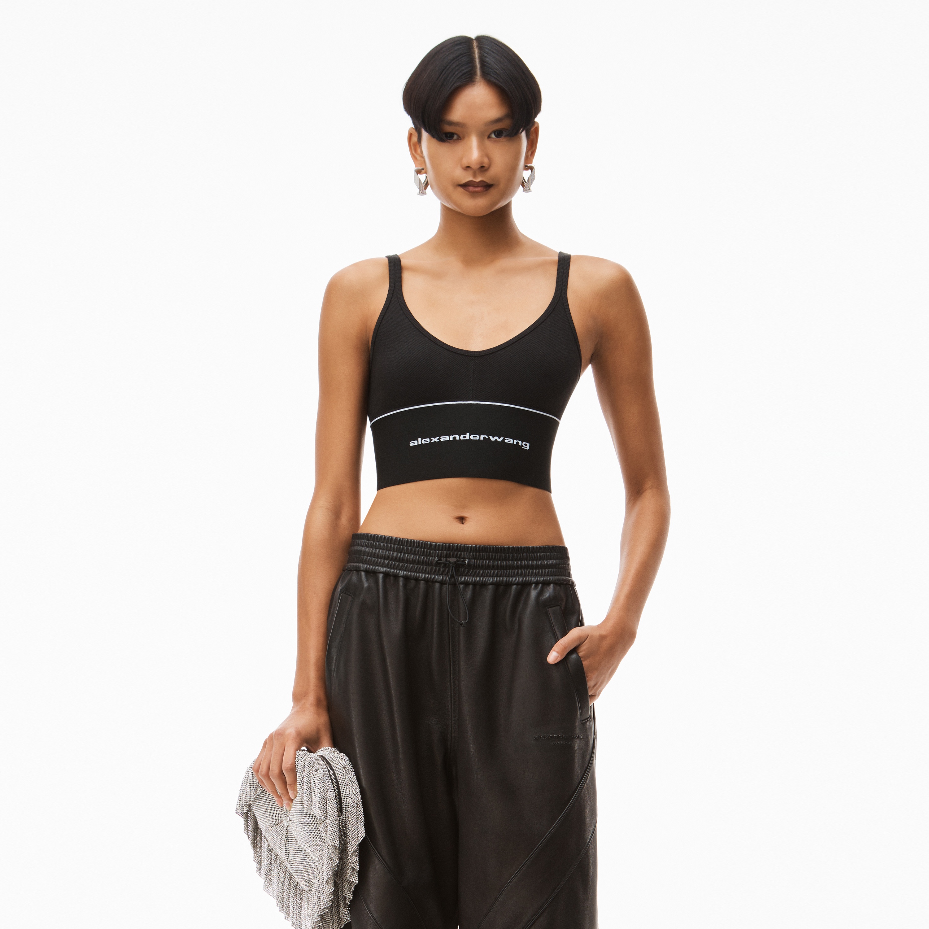 LOGO ELASTIC BRA IN RIBBED JERSEY - 6