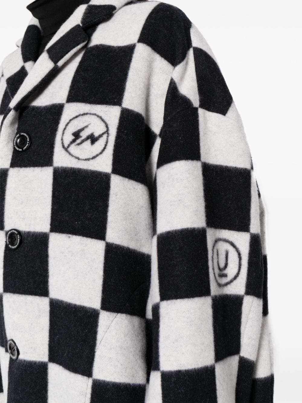 check-print button-up coat - 5
