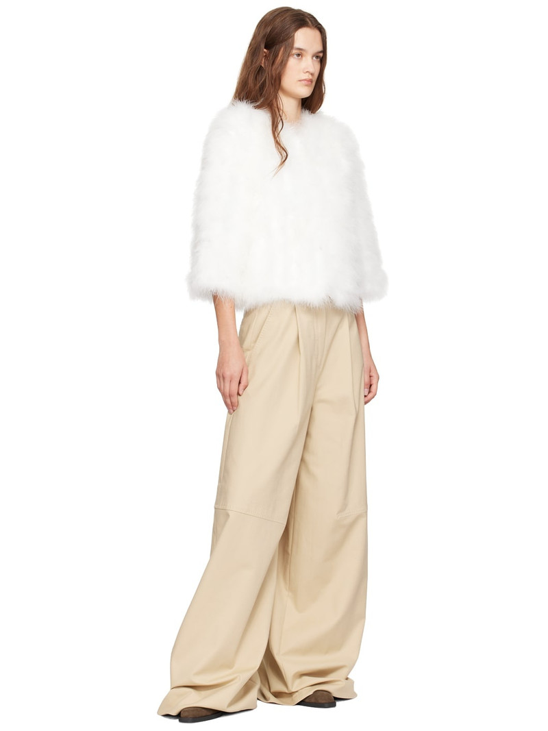 Yves Salomon White Cropped Feather Jacket outlook