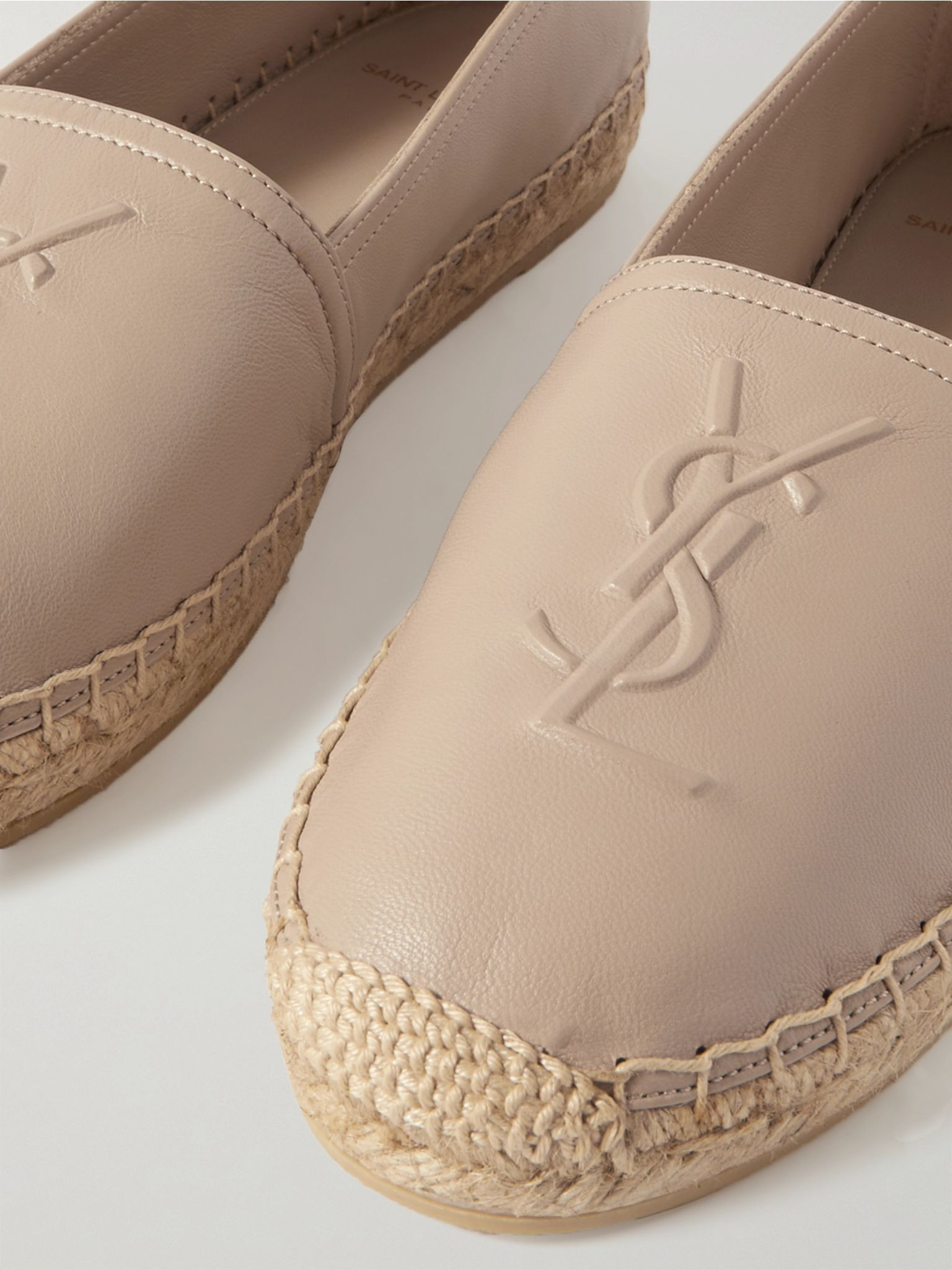 Cassandre logo-embossed leather espadrilles Neutral - 4