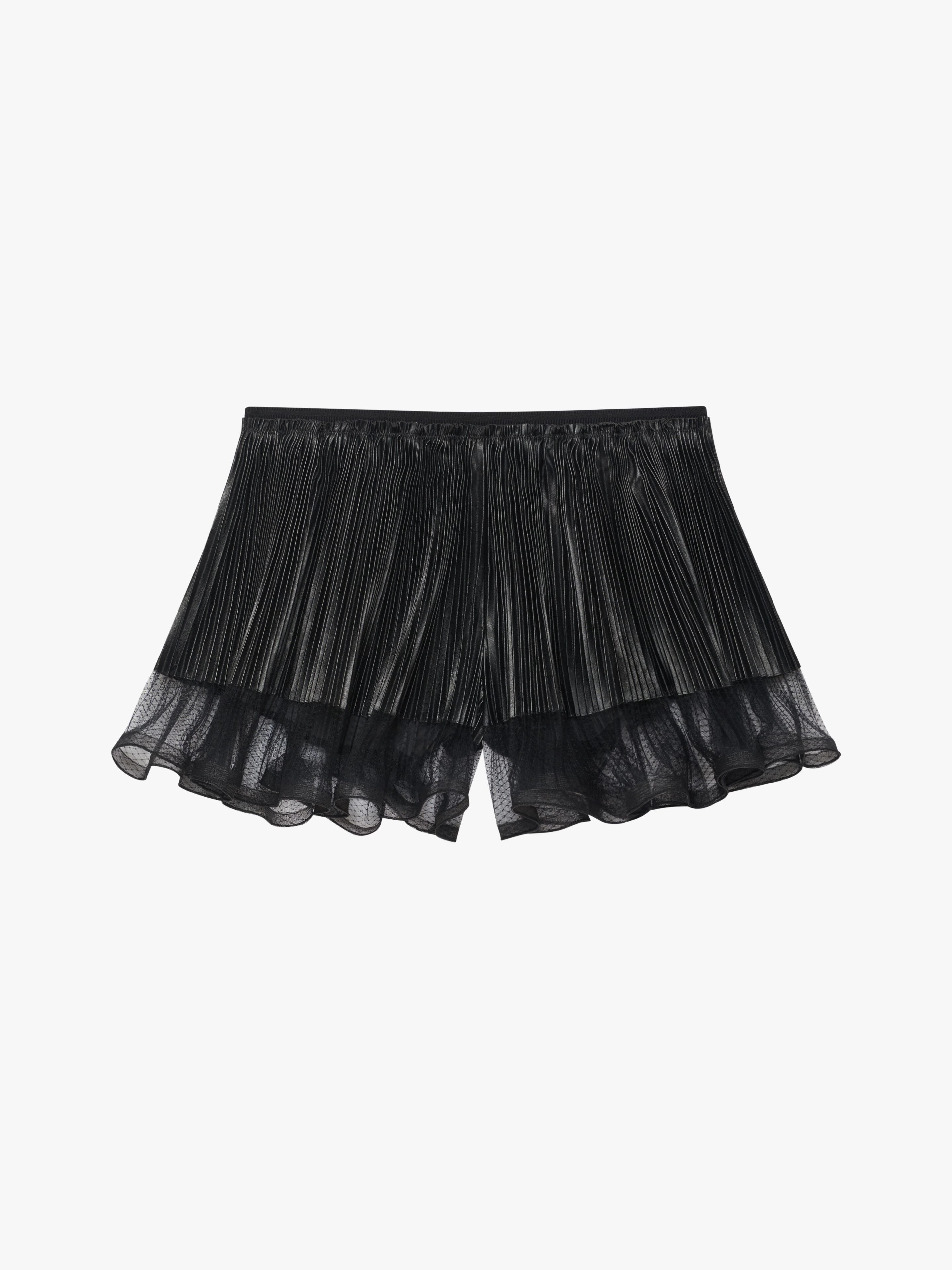 SHORTS IN PLEATED LEATHER WITH FLOUNCE - 4