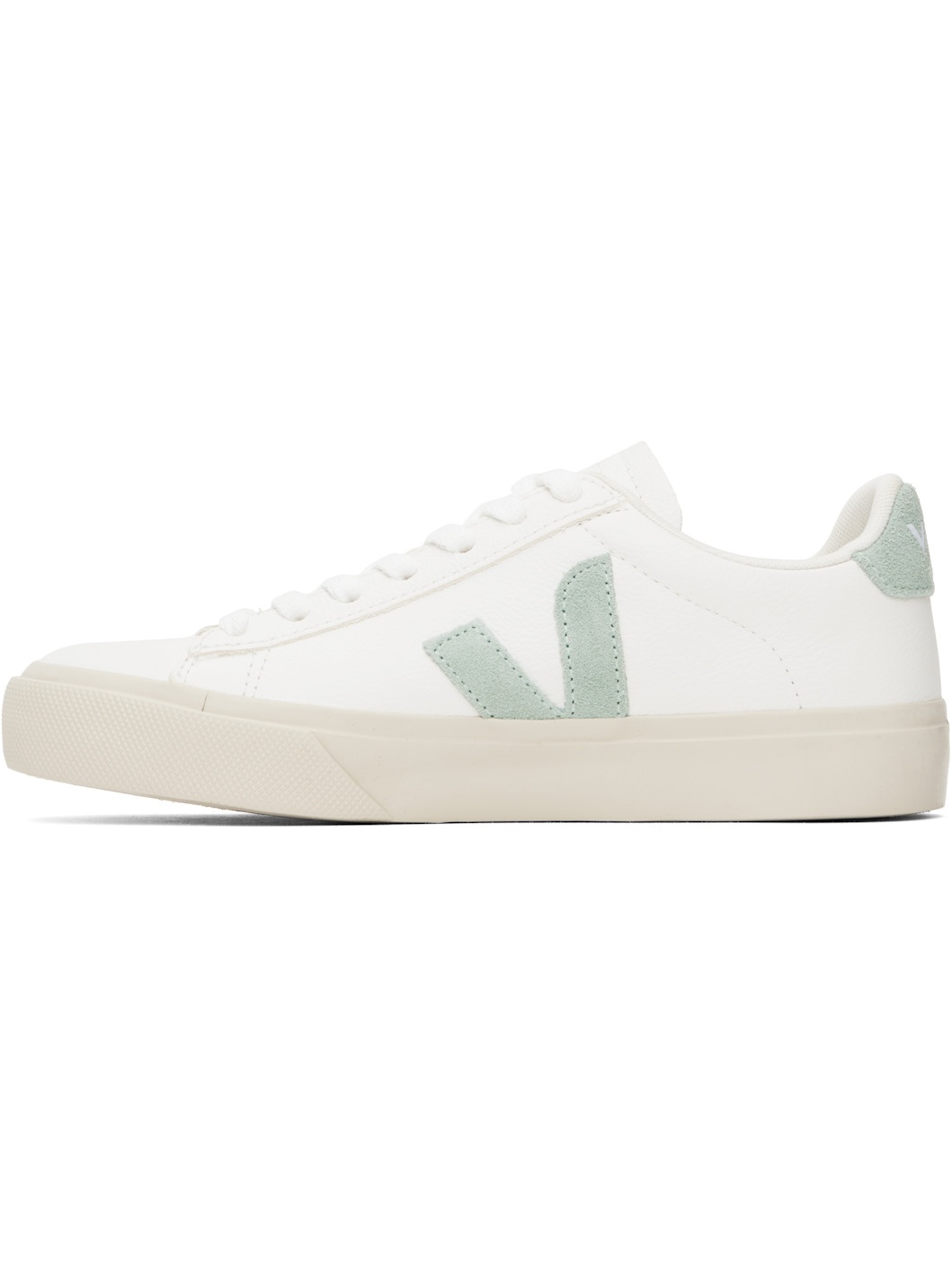 White & Green Campo Leather Sneakers - 3