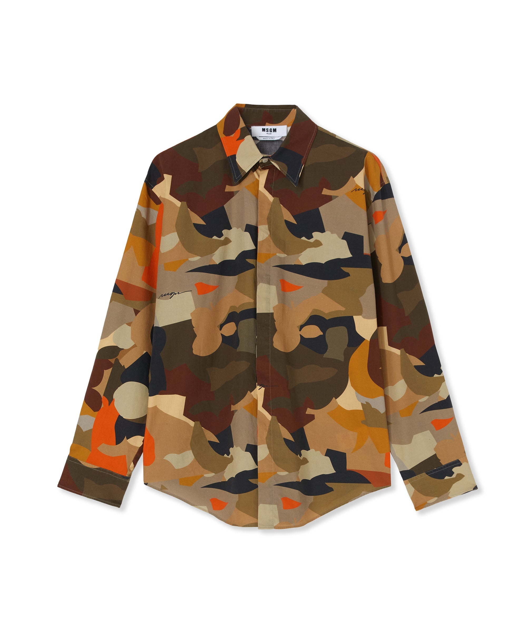 Poplin shirt with "geo camo" print - 1