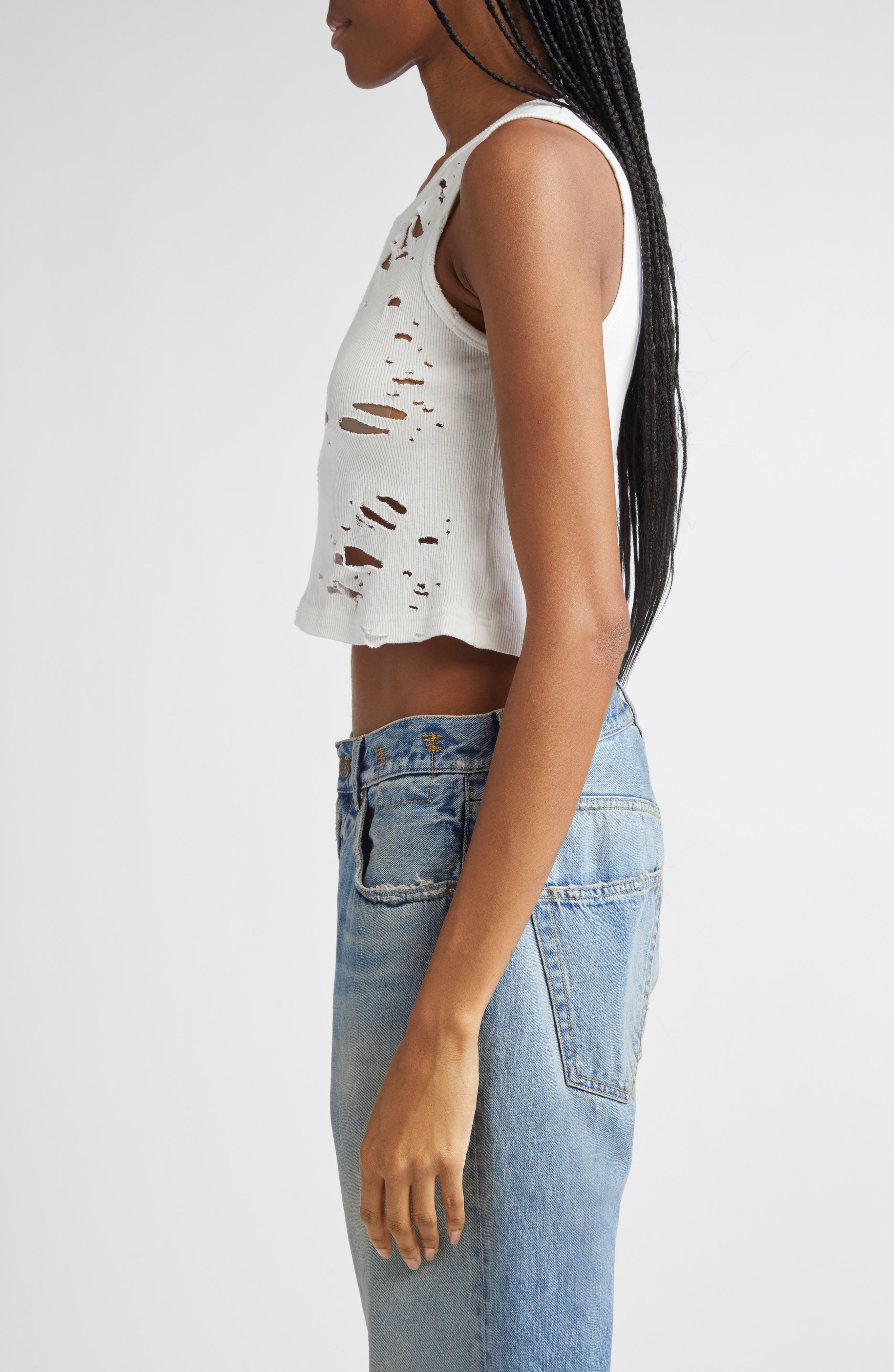 Women's Distressed Cotton Tank - 4
