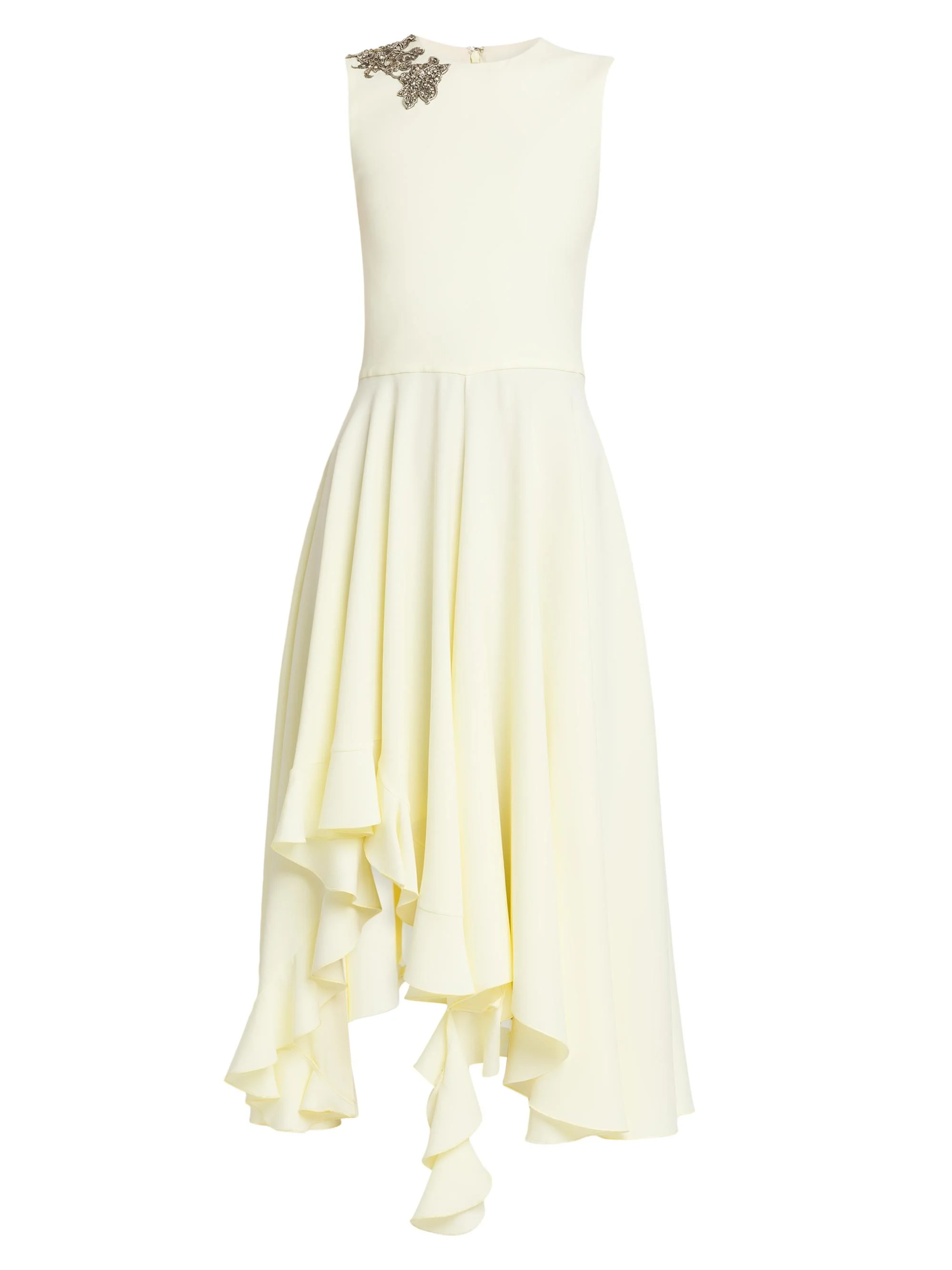 Women's Day Shoulder-Embellished Asymmetric Midi-Dress - Pear - 1