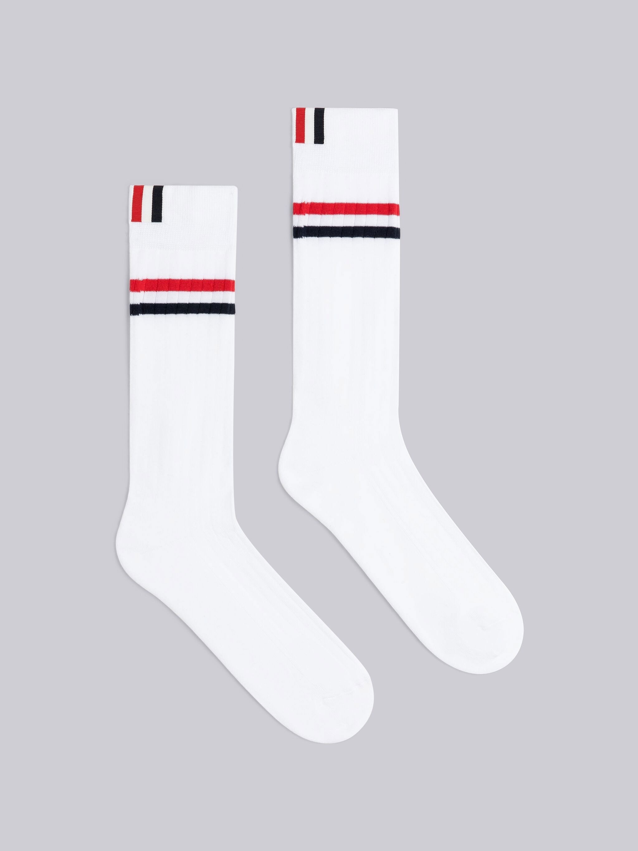 ATHLETIC RIB COTTON STRIPE MID CALF SOCKS - 1