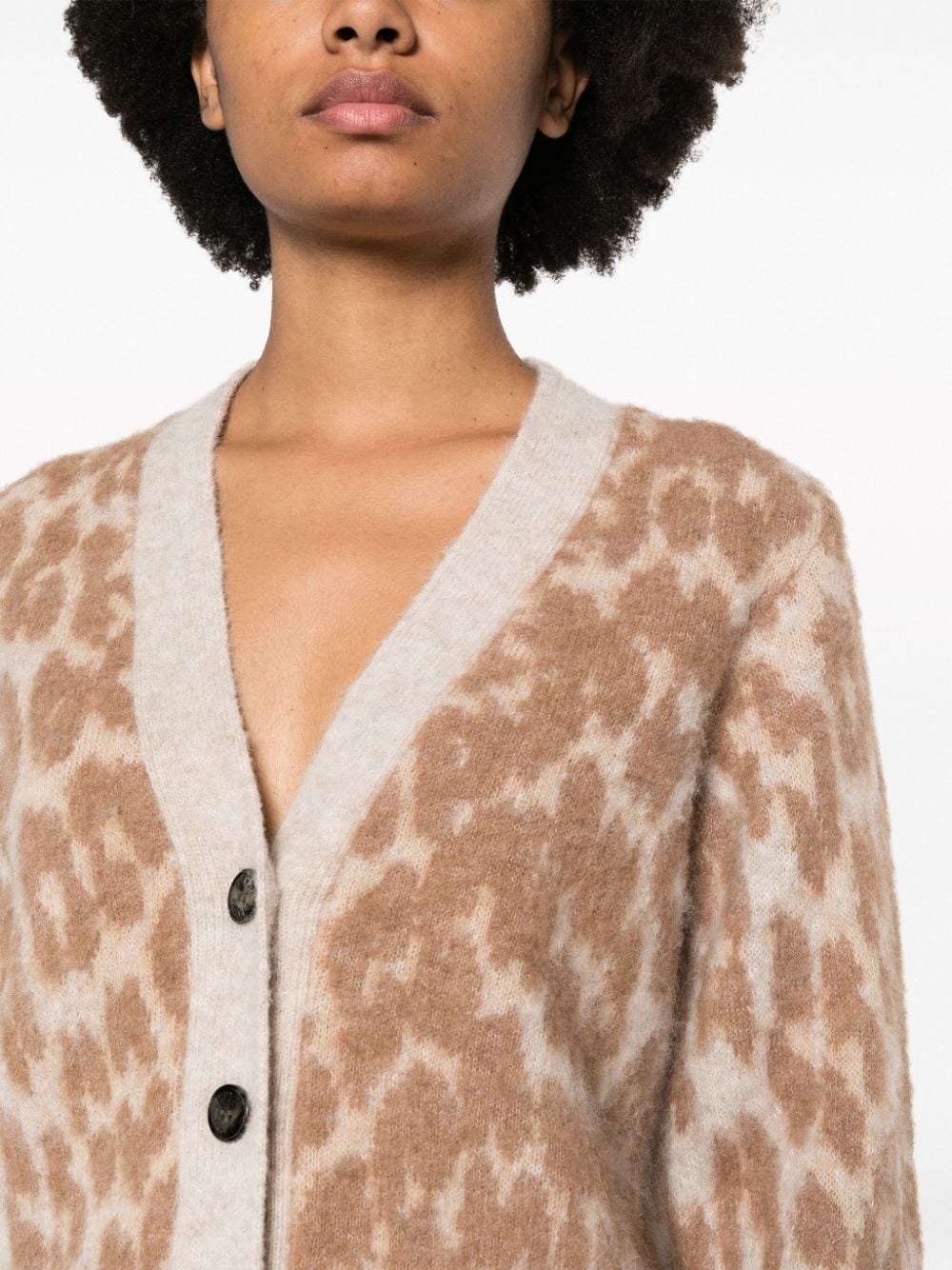 leopard-jacquard cardigan - 5