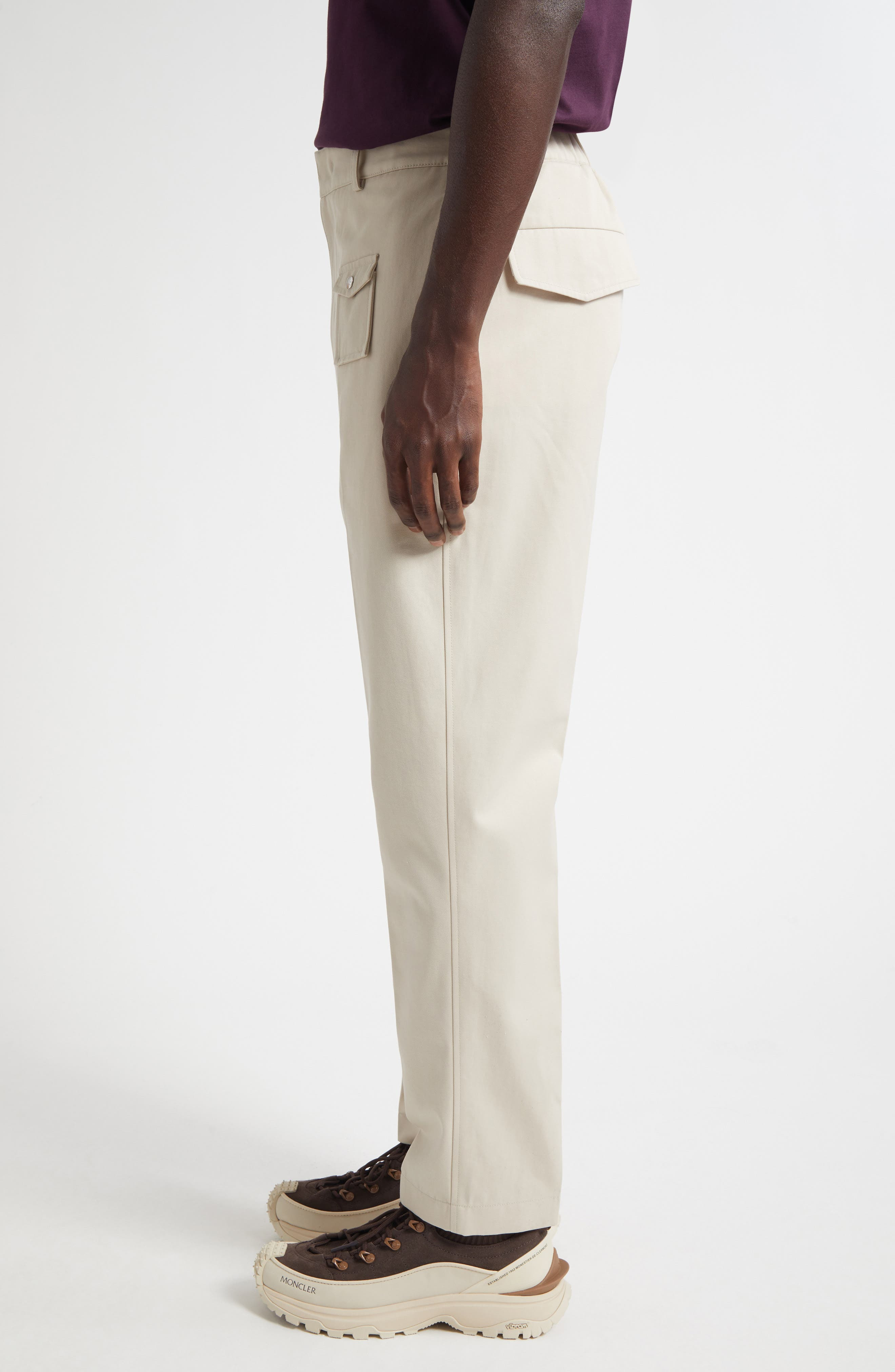 Moncler Tailored Gabardine Pants in Intense Beige at Nordstrom - 4