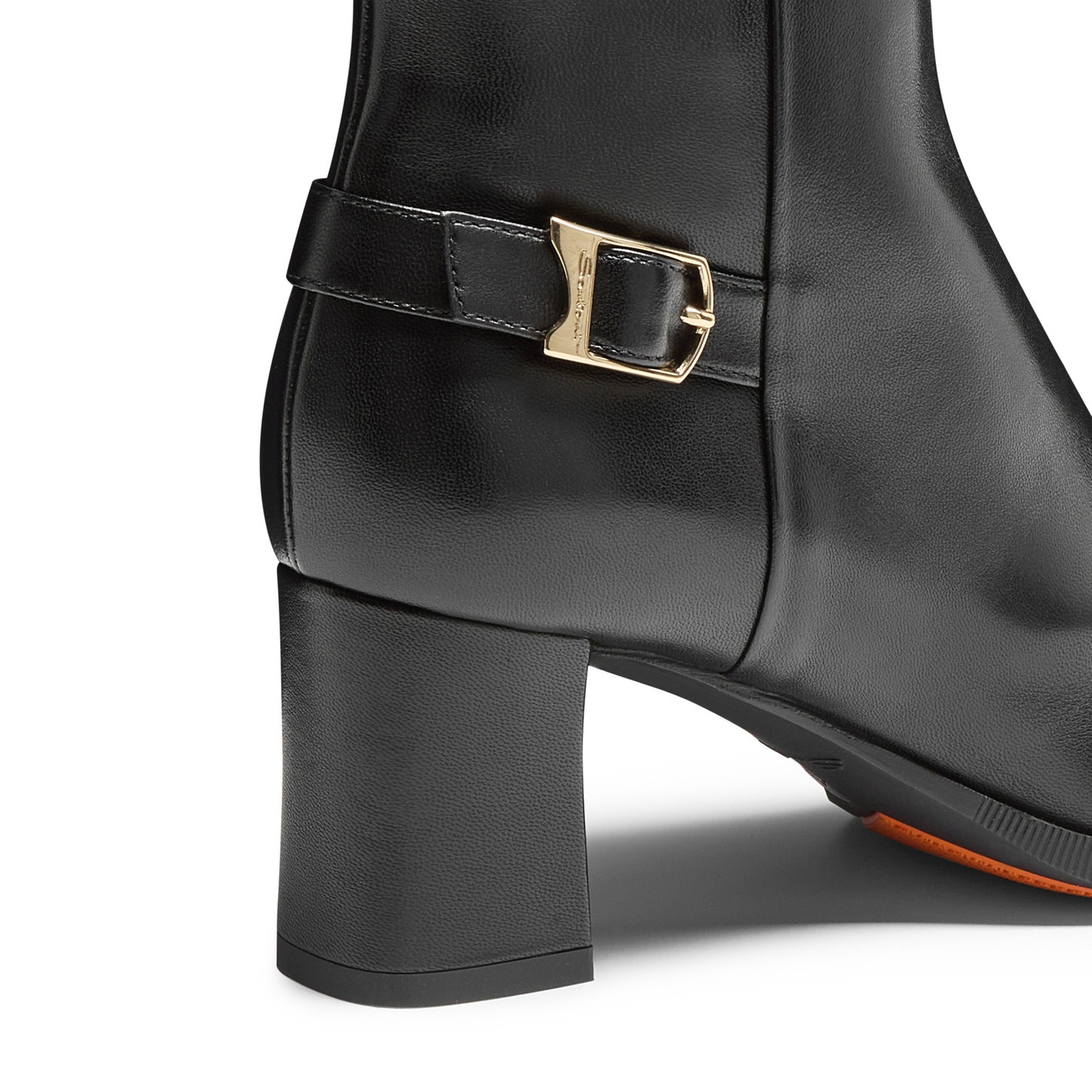Women's black leather mid-heel ankle boot - 6