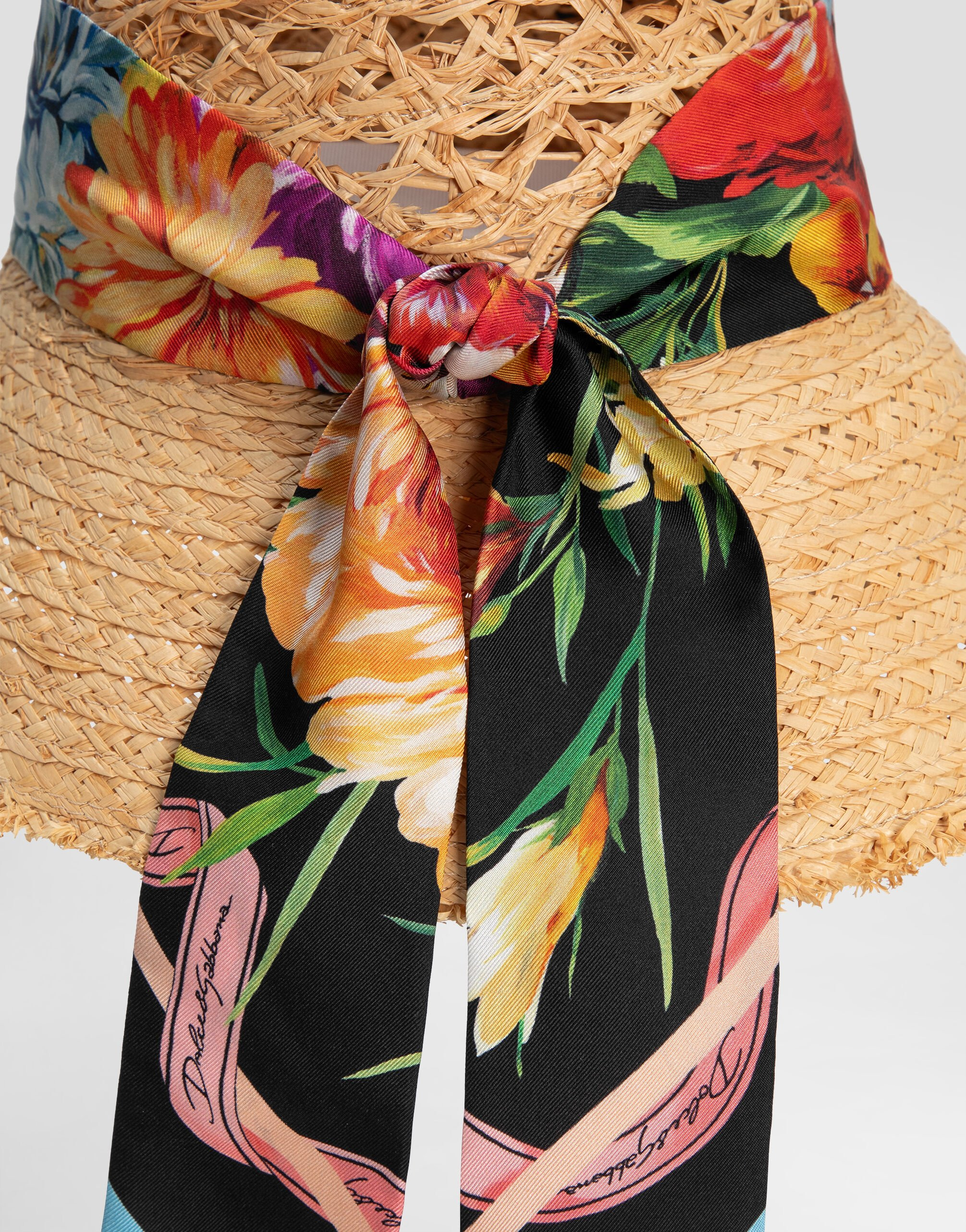 Straw hat with bandeau scarf - 3
