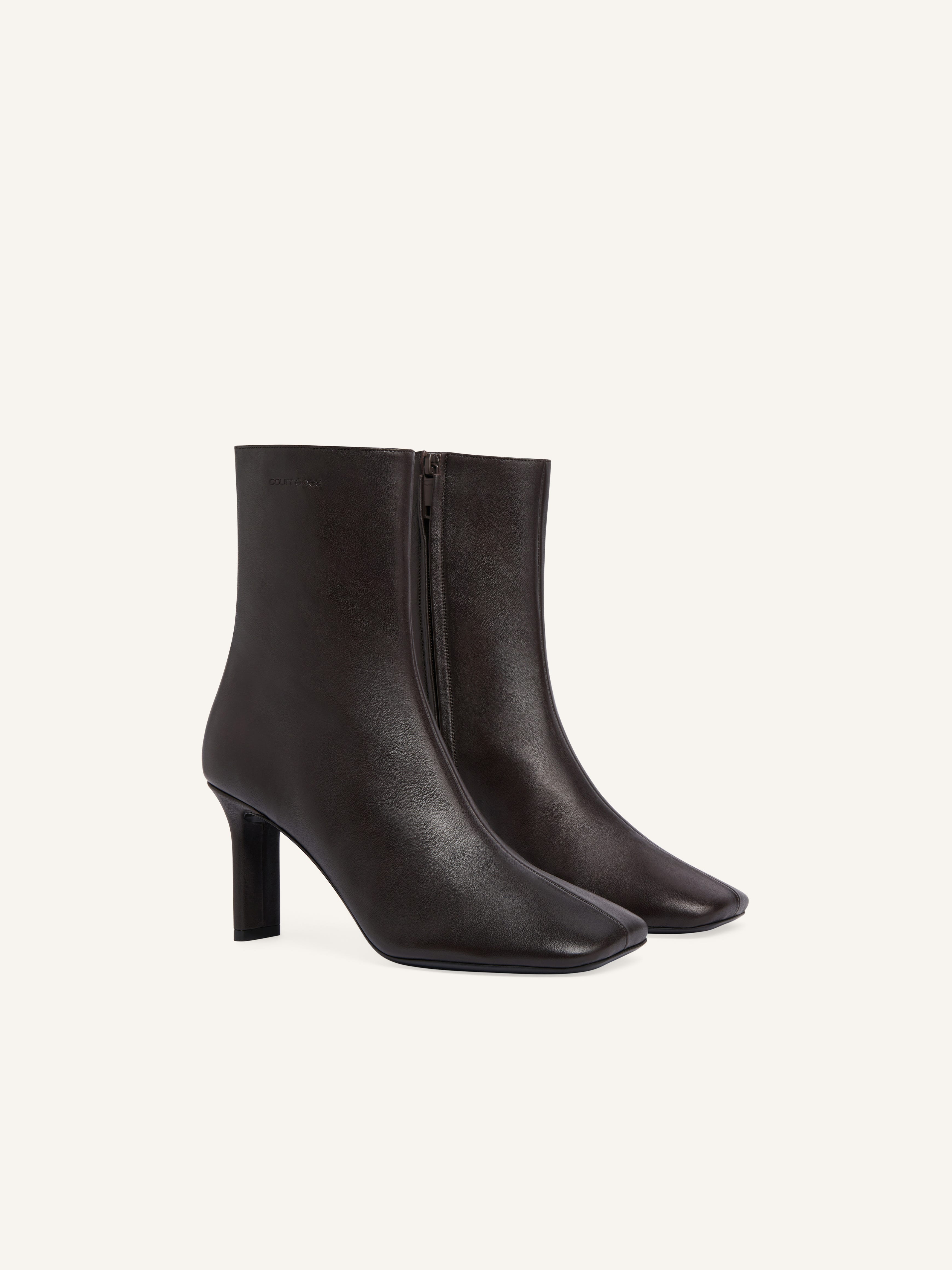 SQUARE TOE LEATHER ANKLE BOOTS - 2