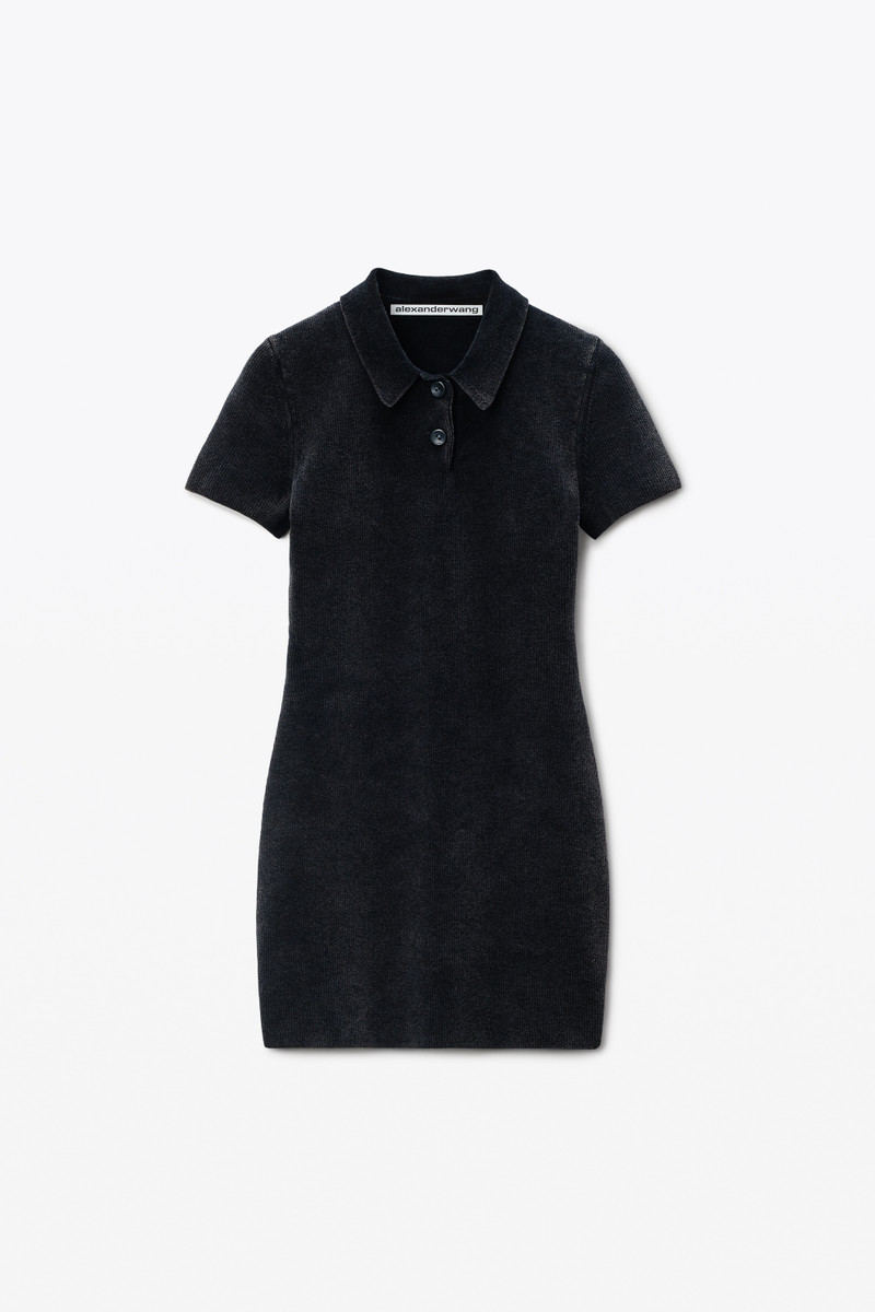 Black Cotton-Blend Chenille Minidress - 1