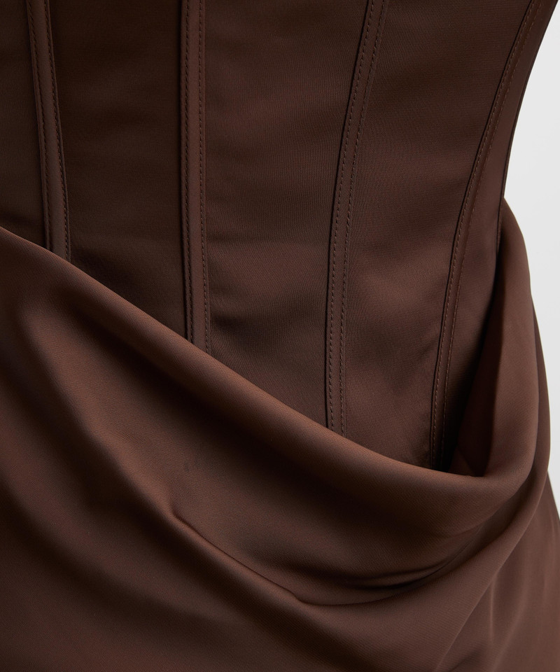 Brown Satin Corset Maxi Dress 5
