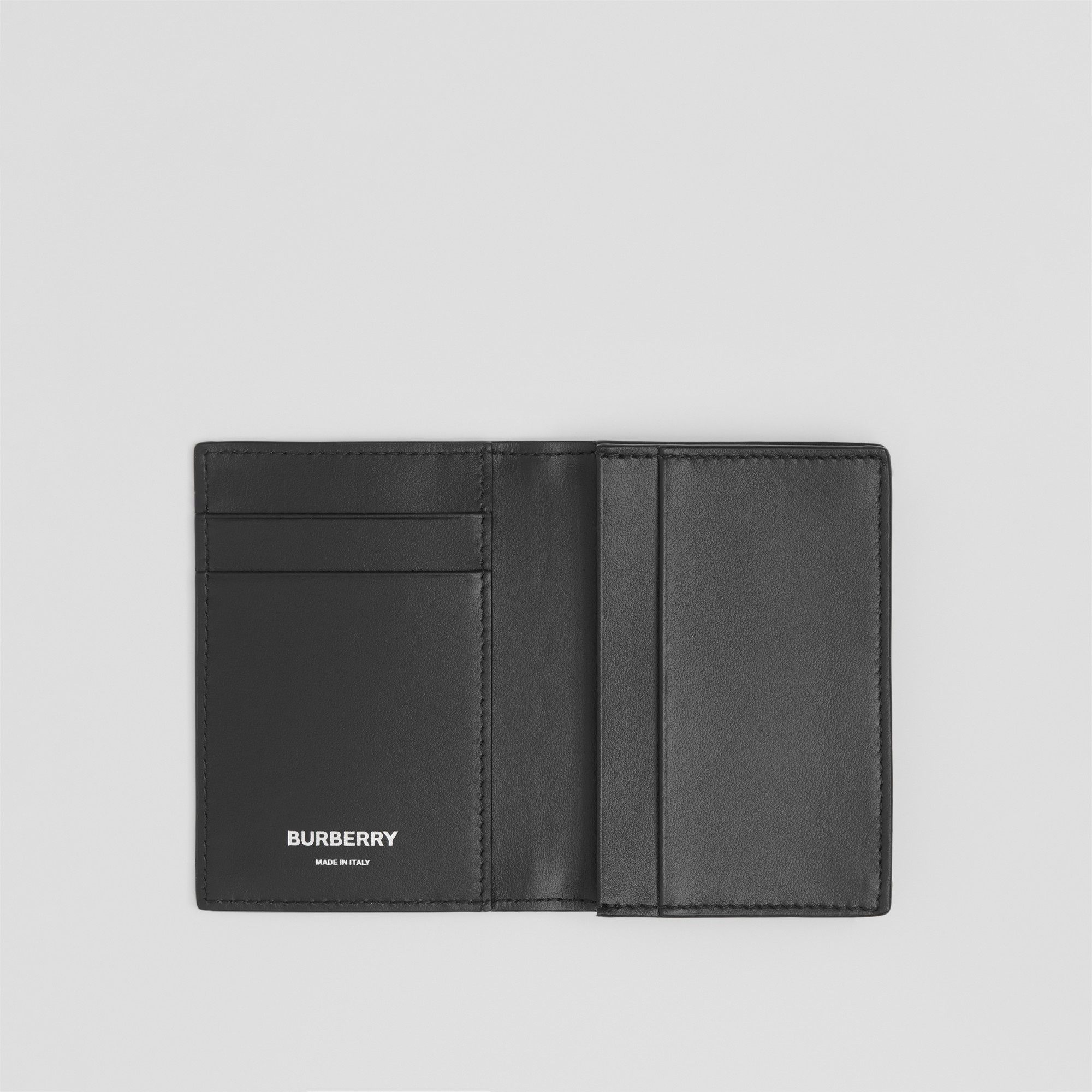 Embossed Check Leather Folding Card Case - 6