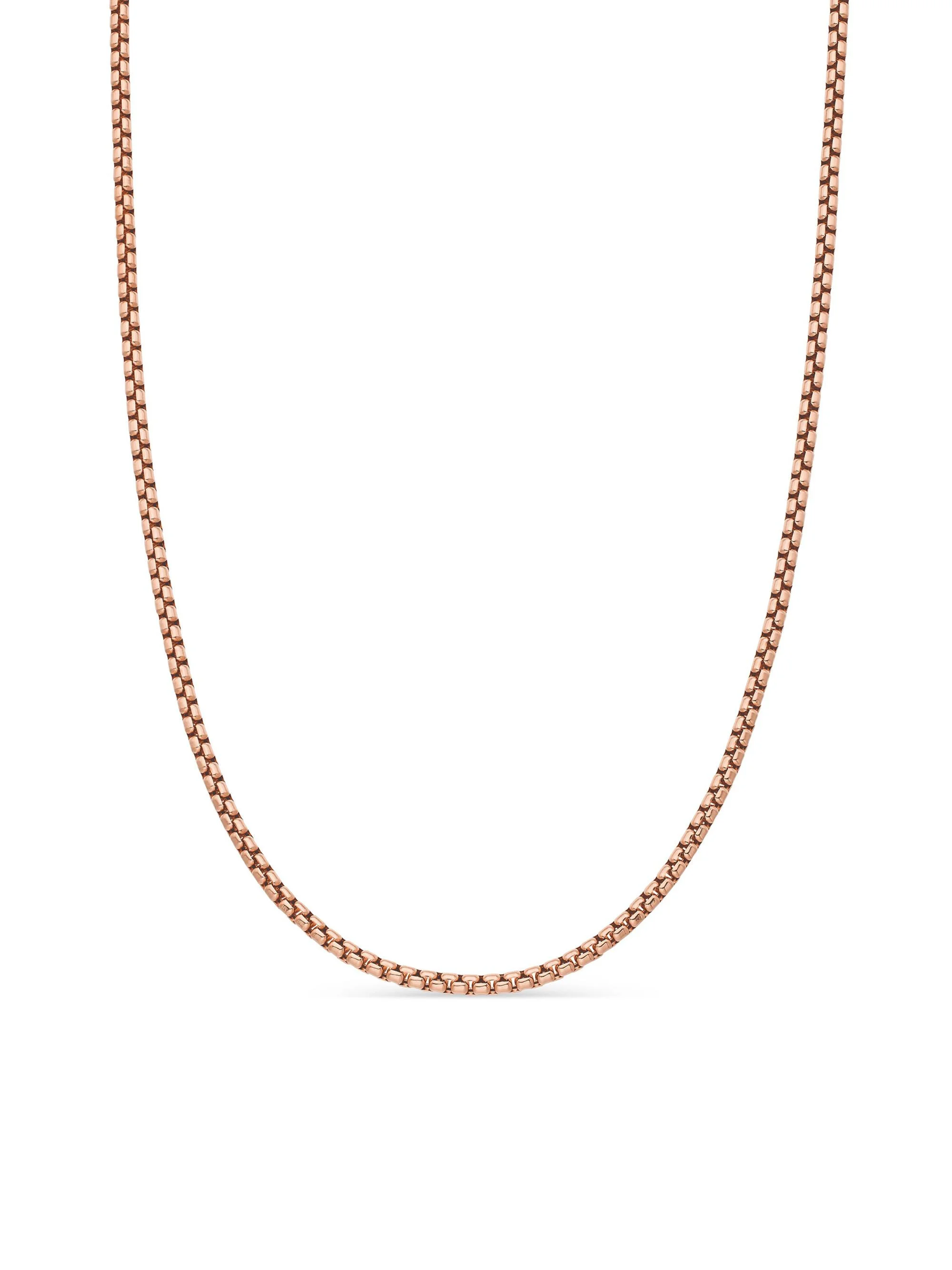 Men's Small Box Chain Necklace in 18K Rose Gold, 2.7mm - Gold - 1
